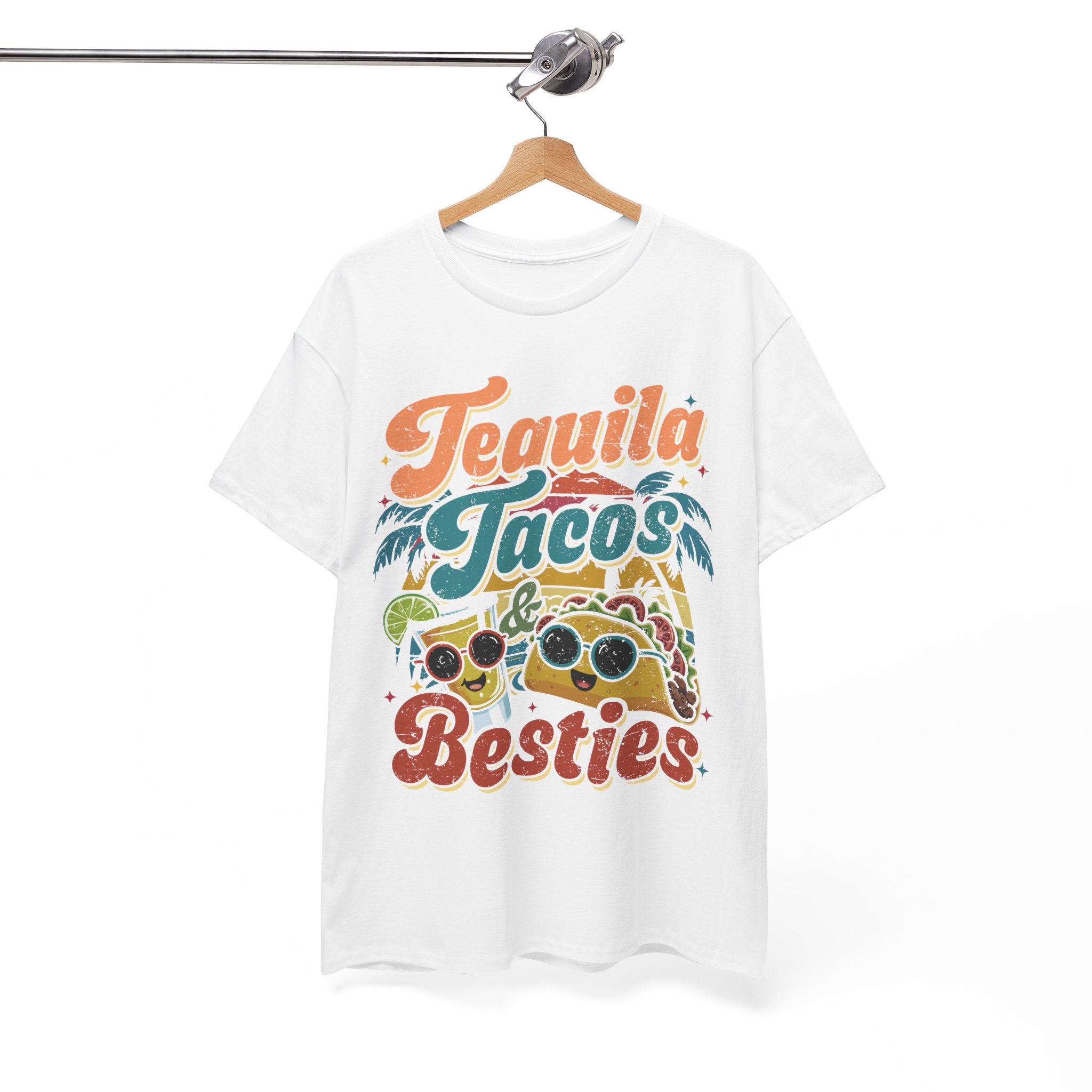 Tequila Tacos And Besties Vintage Retro Taco Festival Shirt