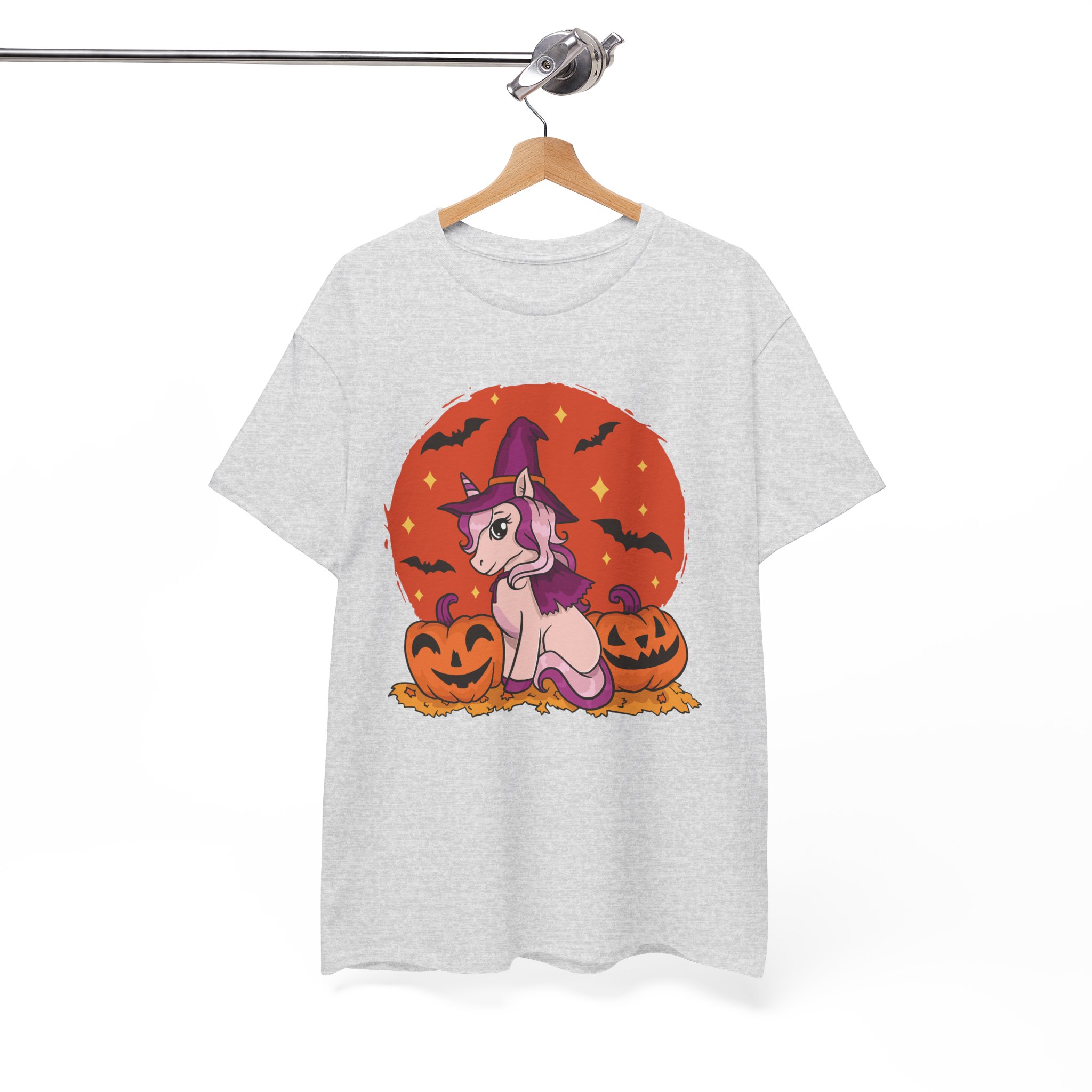 Halloween Witch Unicorn T‑Shirt – Cute Pumpkin & Bats Costume Tee - Image 3