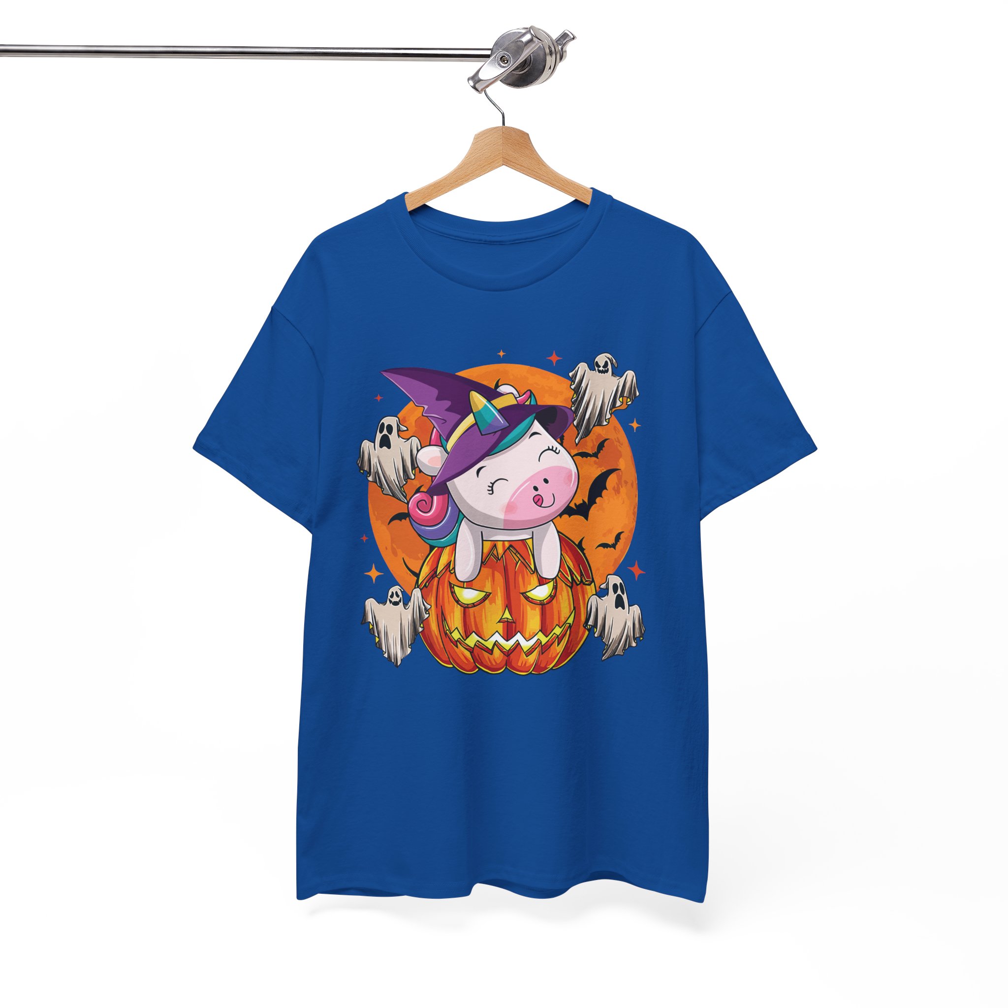 Halloween Unicorn T-Shirt - Cute Witch Unicorn in Jack-O'-Lantern with Ghosts - Image 10