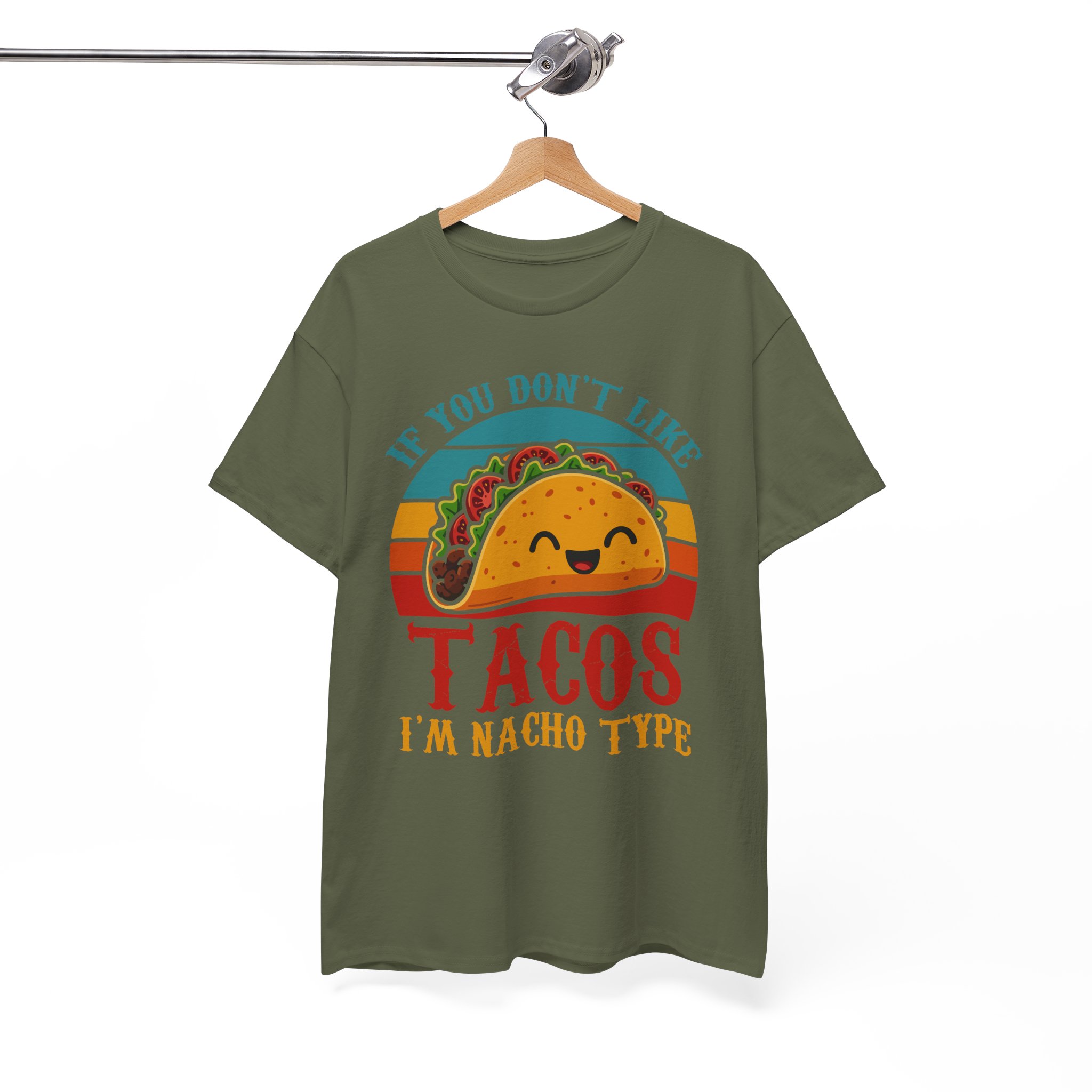 "If You Don't Like Tacos I'm Nacho Type" Retro Taco Shirt - Image 6