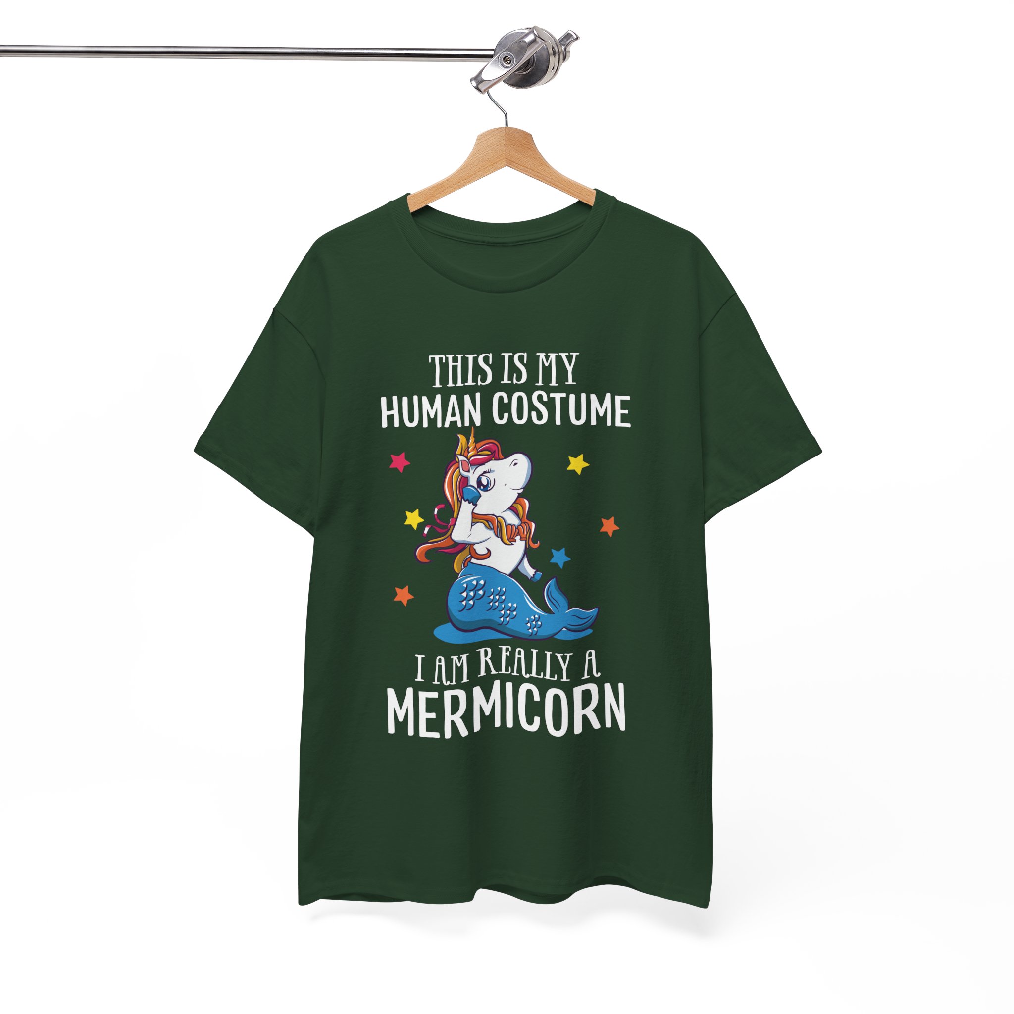Mermicorn T‑Shirt - "This Is My Human Costume, I Am Really a Mermicorn" Cute Unicorn Merfolk Tee - Image 3