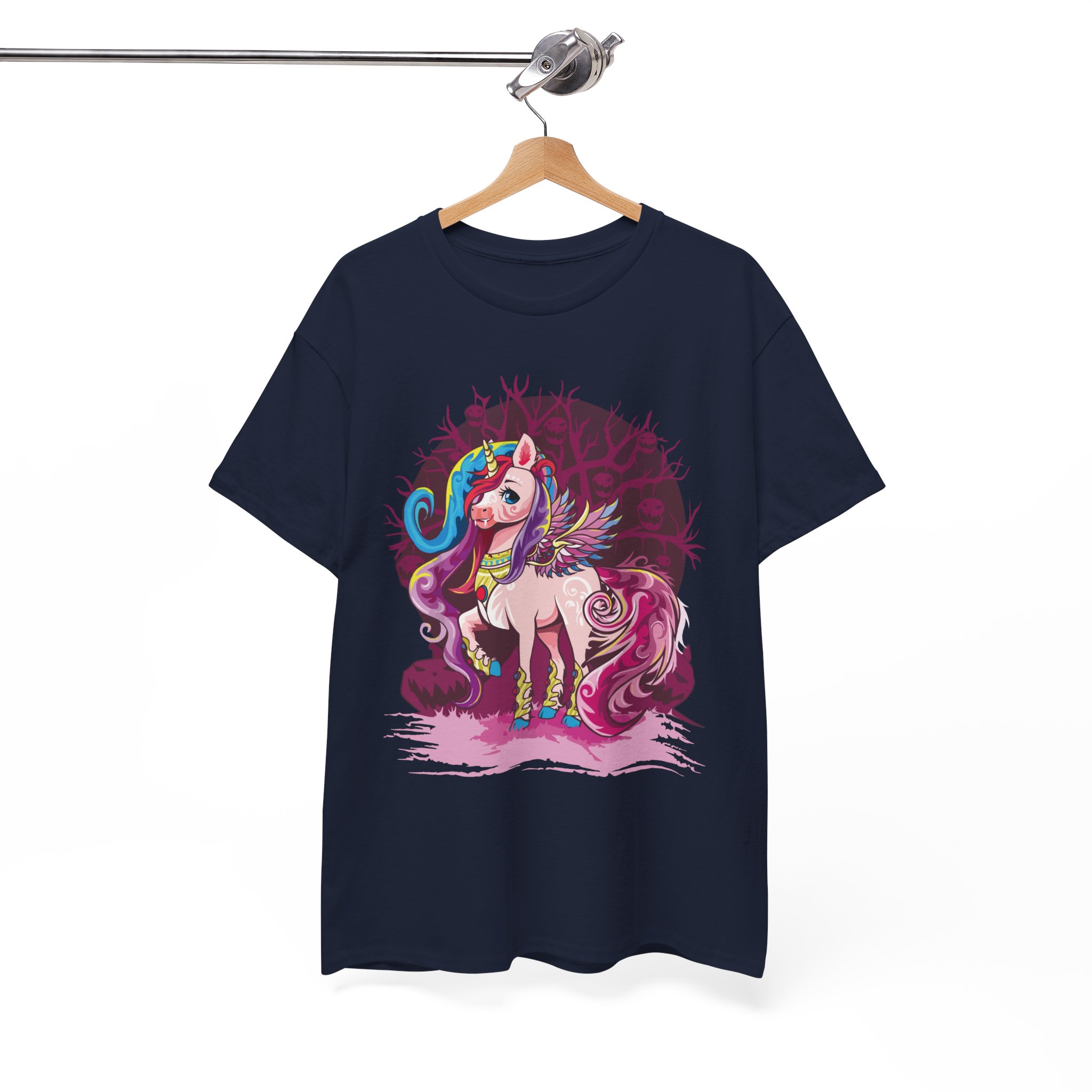 Magical Rainbow Unicorn Halloween Tee - Cute Winged Pony Graphic T-Shirt - Image 6