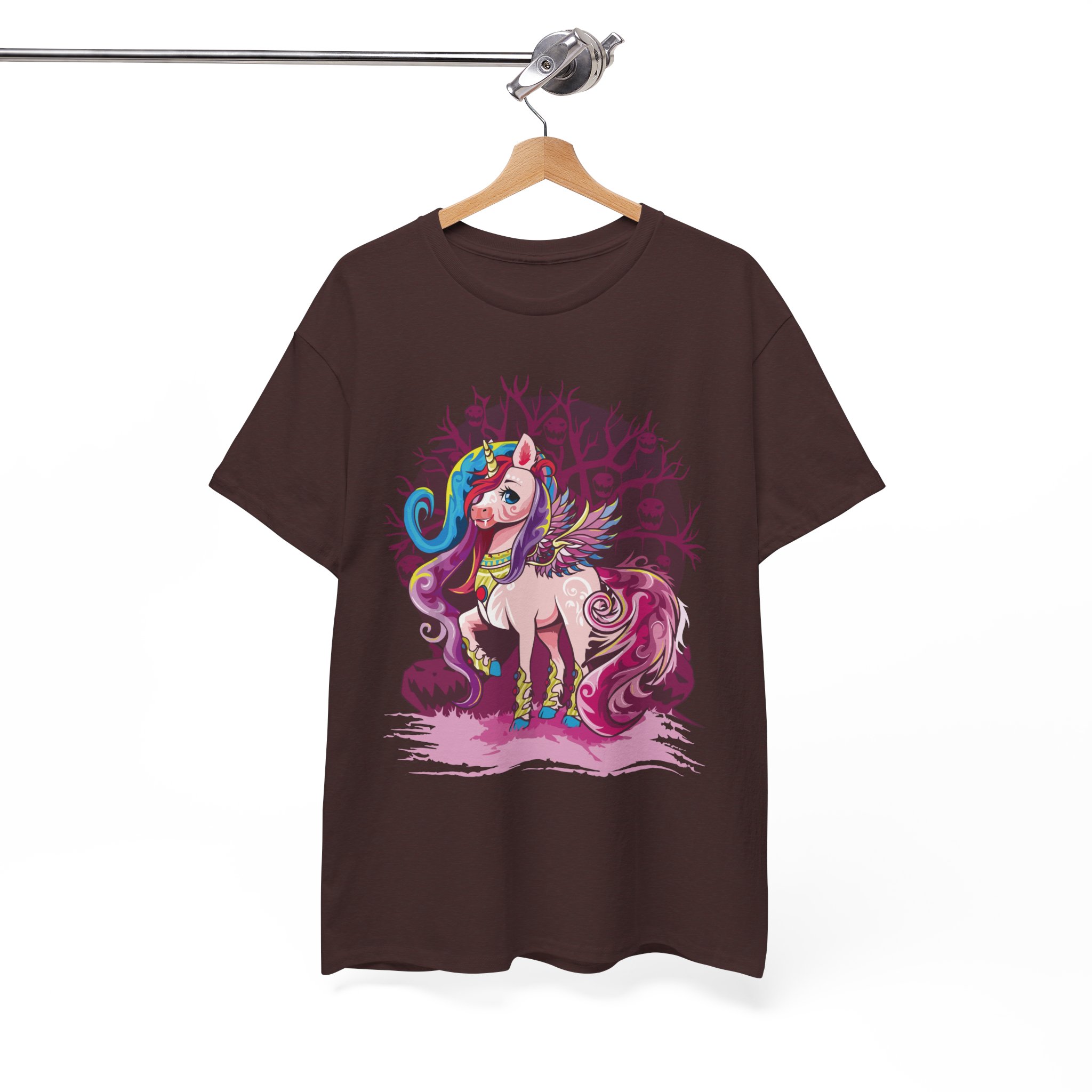 Magical Rainbow Unicorn Halloween Tee - Cute Winged Pony Graphic T-Shirt - Image 2