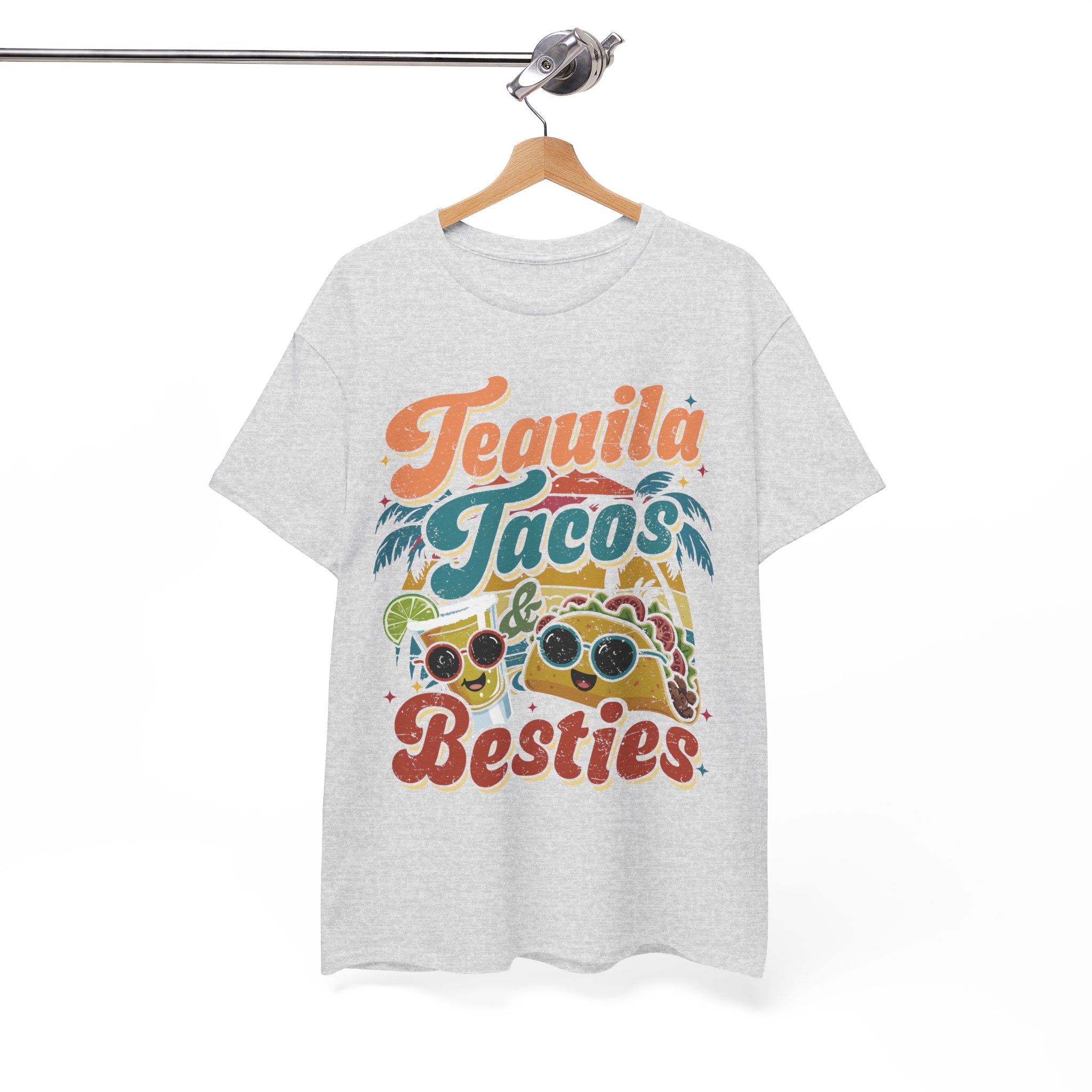 Tequila Tacos And Besties Vintage Retro Taco Festival Shirt - Image 4