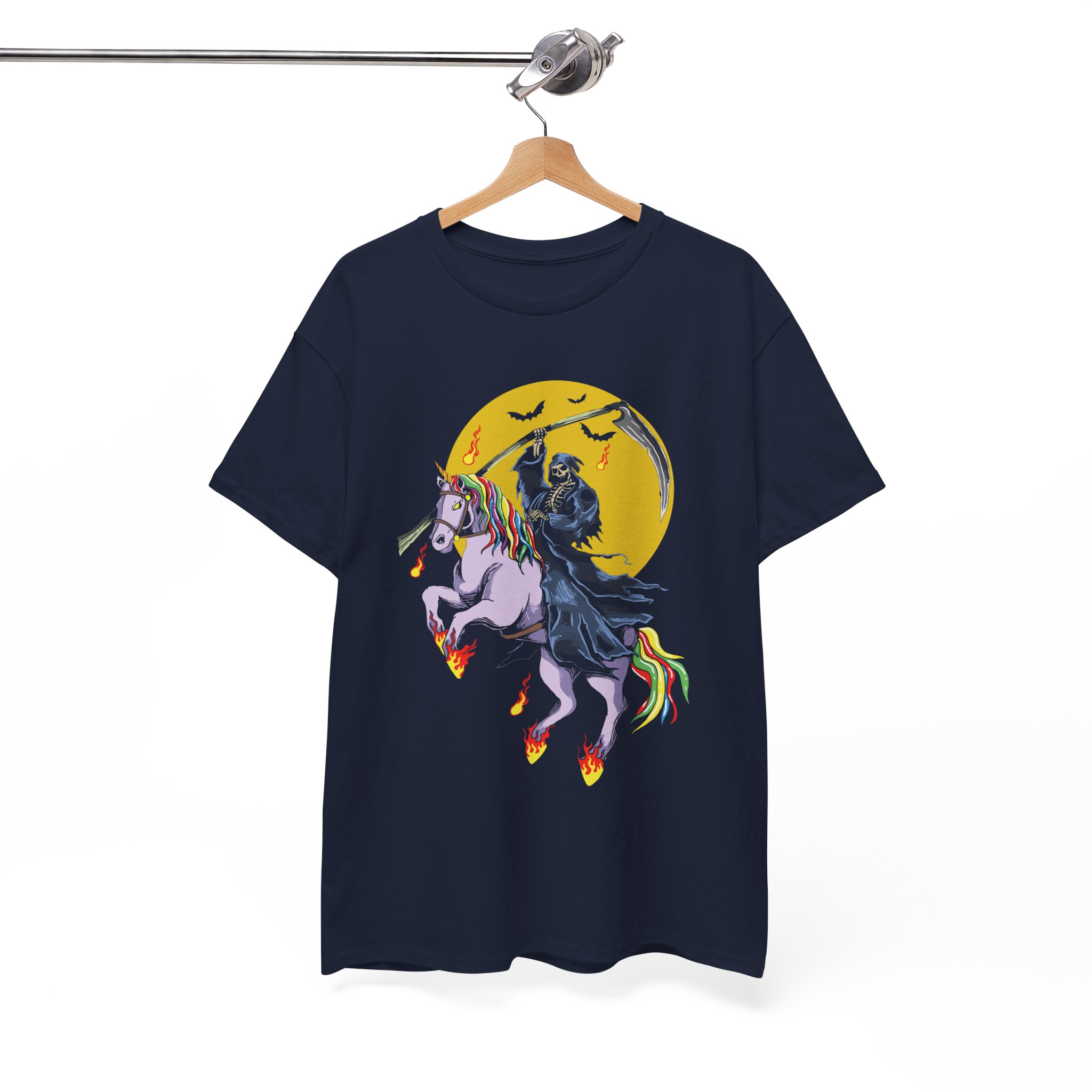 Grim Reaper Unicorn T‑Shirt - Gothic Rainbow Horse Moon Tee - Image 6