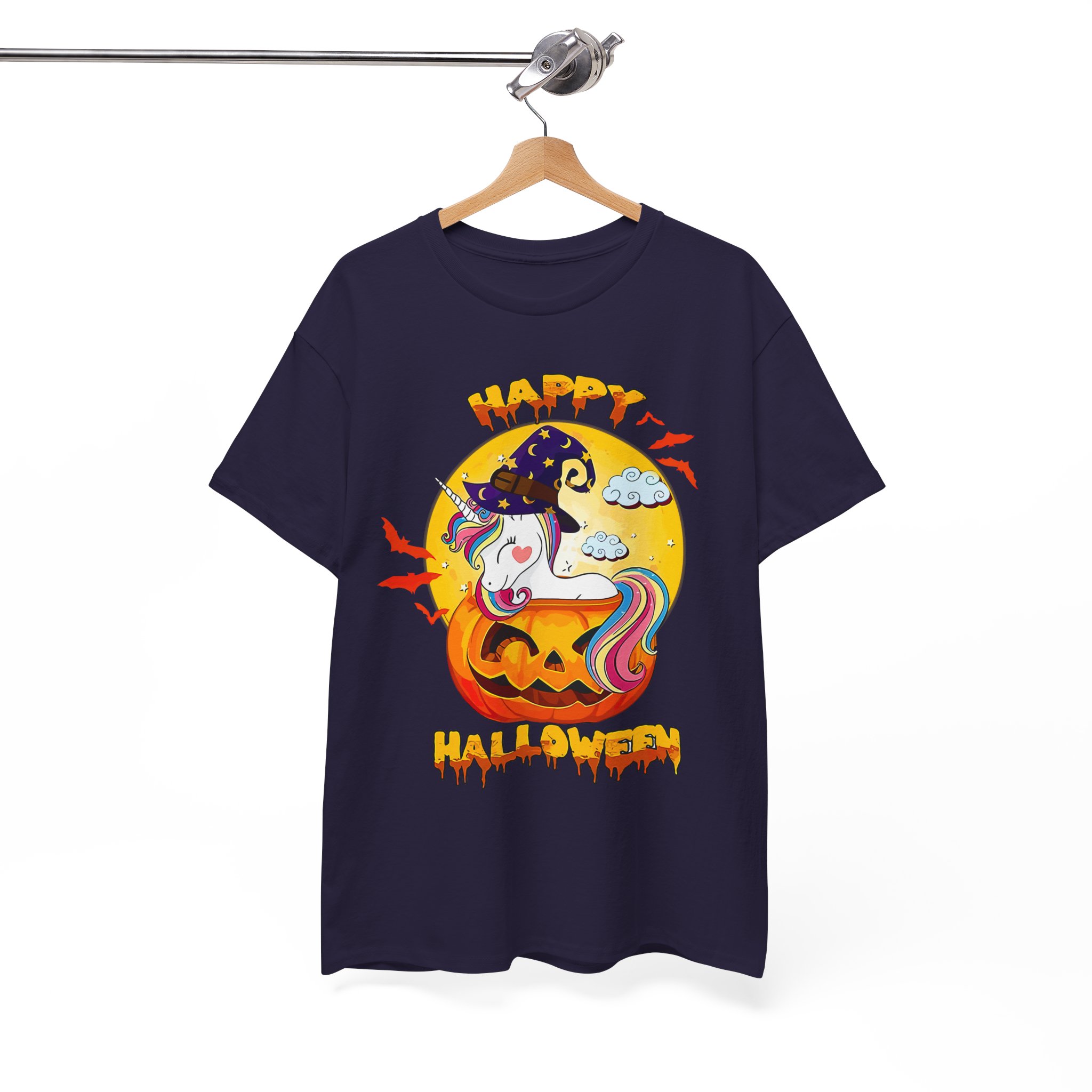 Happy Halloween Unicorn T-Shirt - Cute Rainbow Unicorn on Jack-o'-Lantern Tee - Image 8