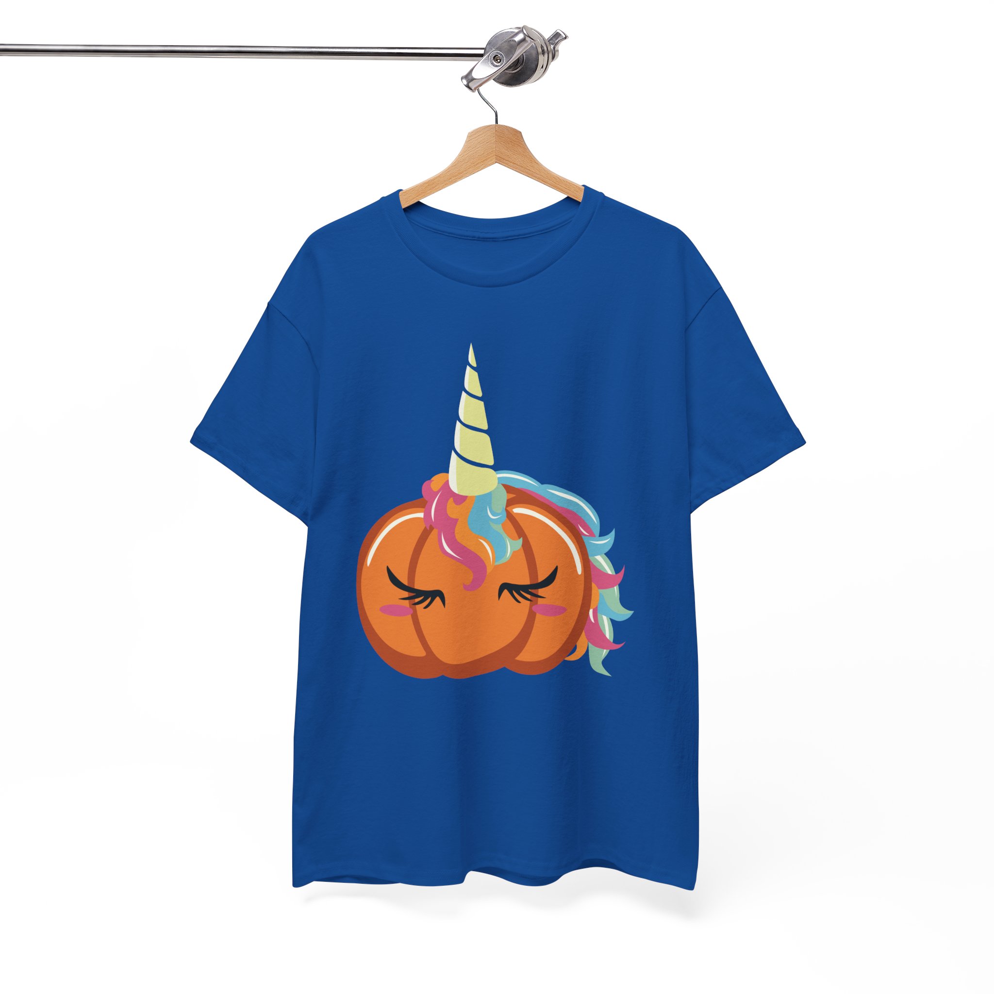 Pumpkin Unicorn T‑Shirt - Cute Halloween Pumpkin with Rainbow Unicorn Horn - Image 9