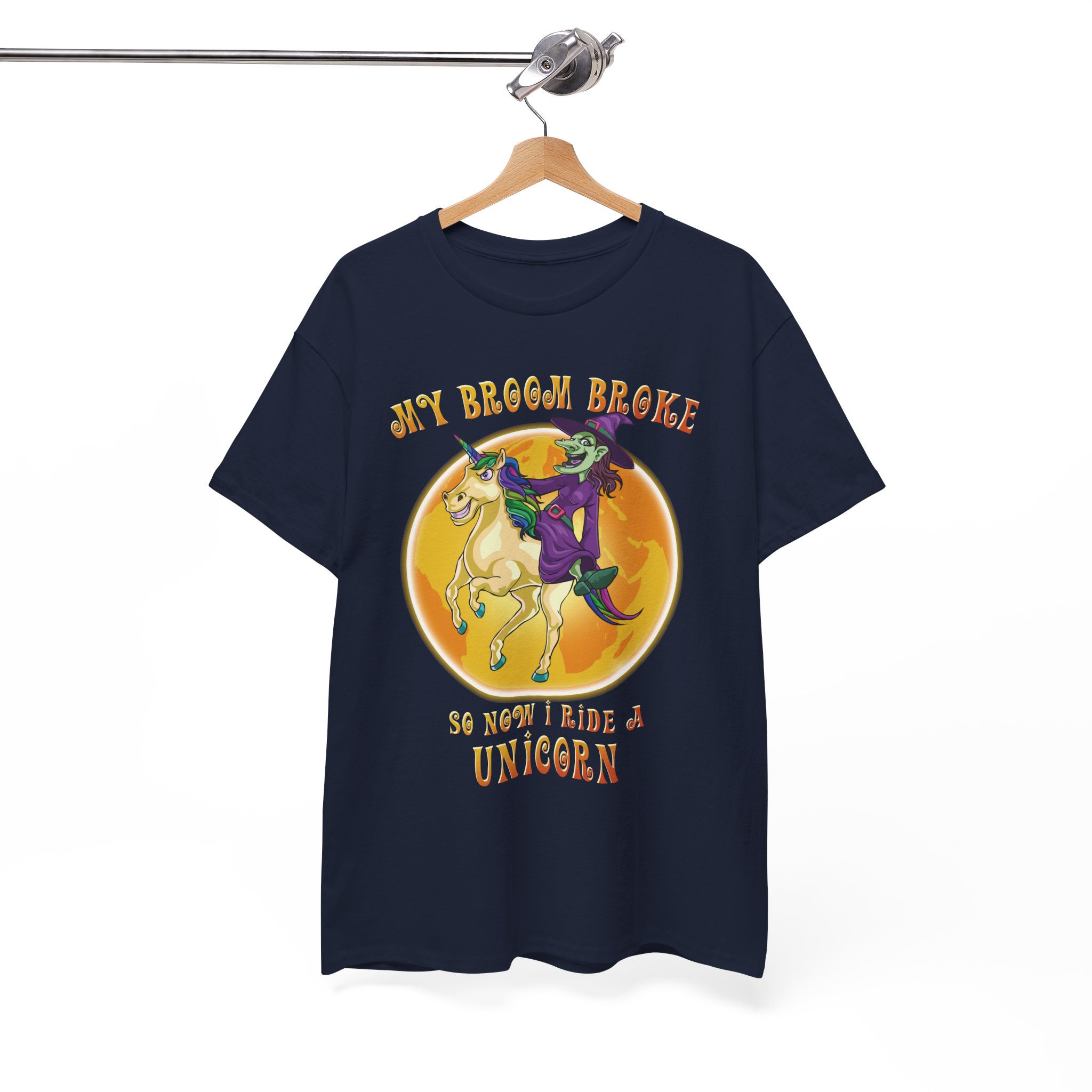 Funny Unicorn Rider T-Shirt - "My Broom Broke So Now I Ride a Unicorn" Halloween Tee - Image 6