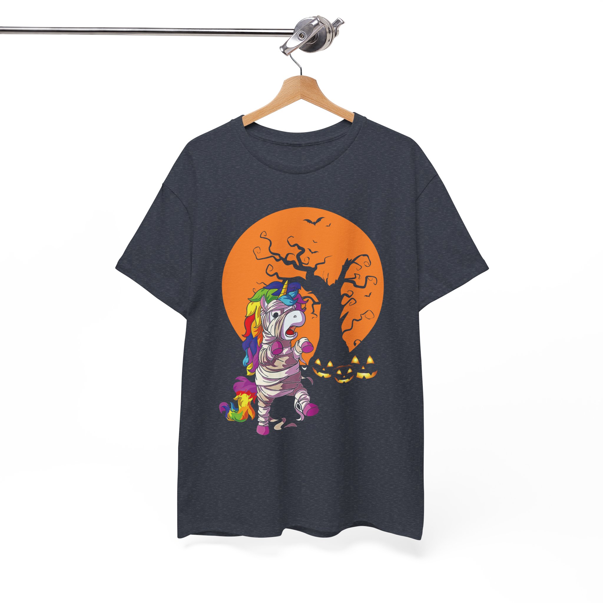 Halloween Unicorn Tee - Rainbow Unicorn Mummy Costume with Jack-O'-Lanterns - Image 7