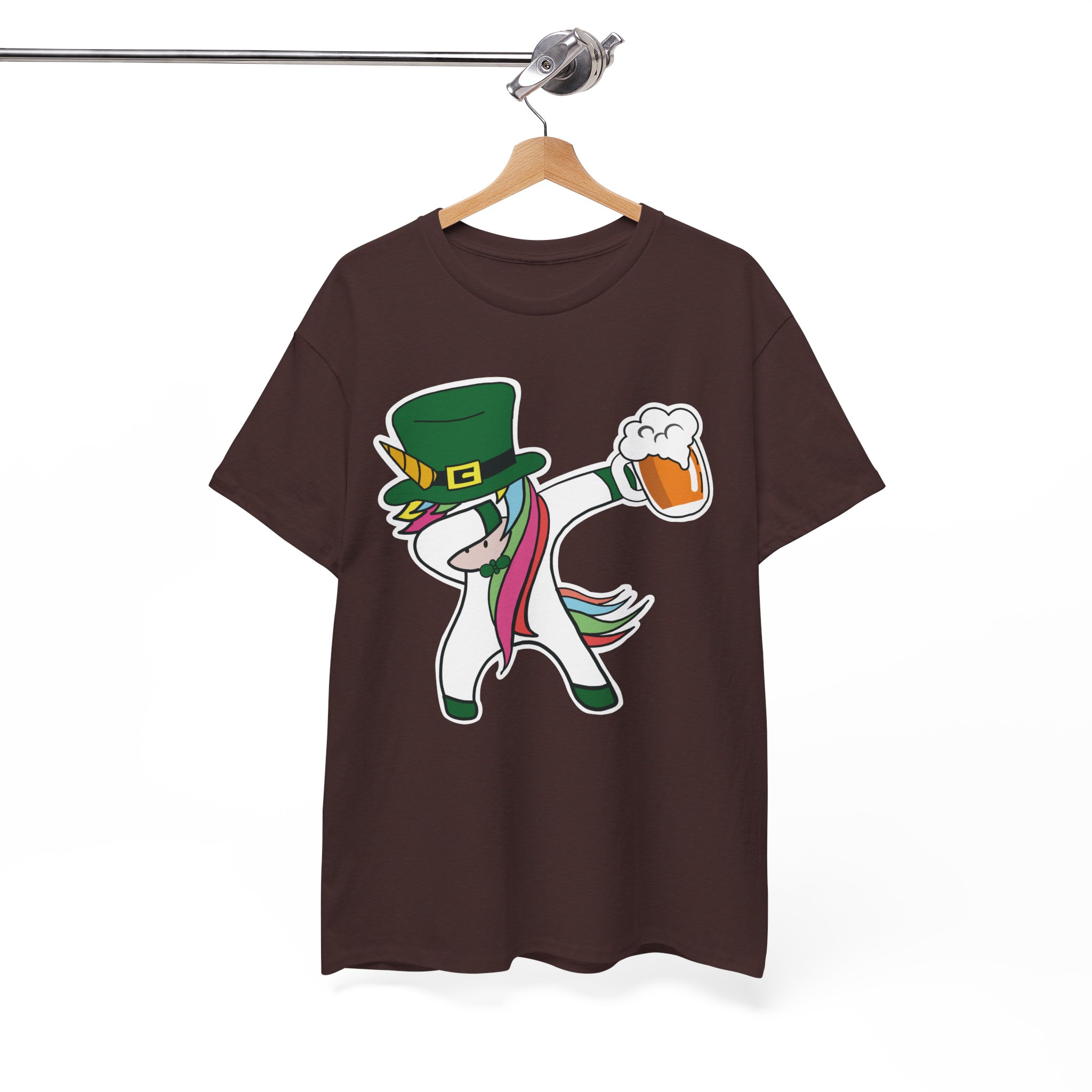 St. Patrick's Day Dabbing Unicorn Tee - Funny Leprechaun Beer Graphic T-Shirt - Image 4