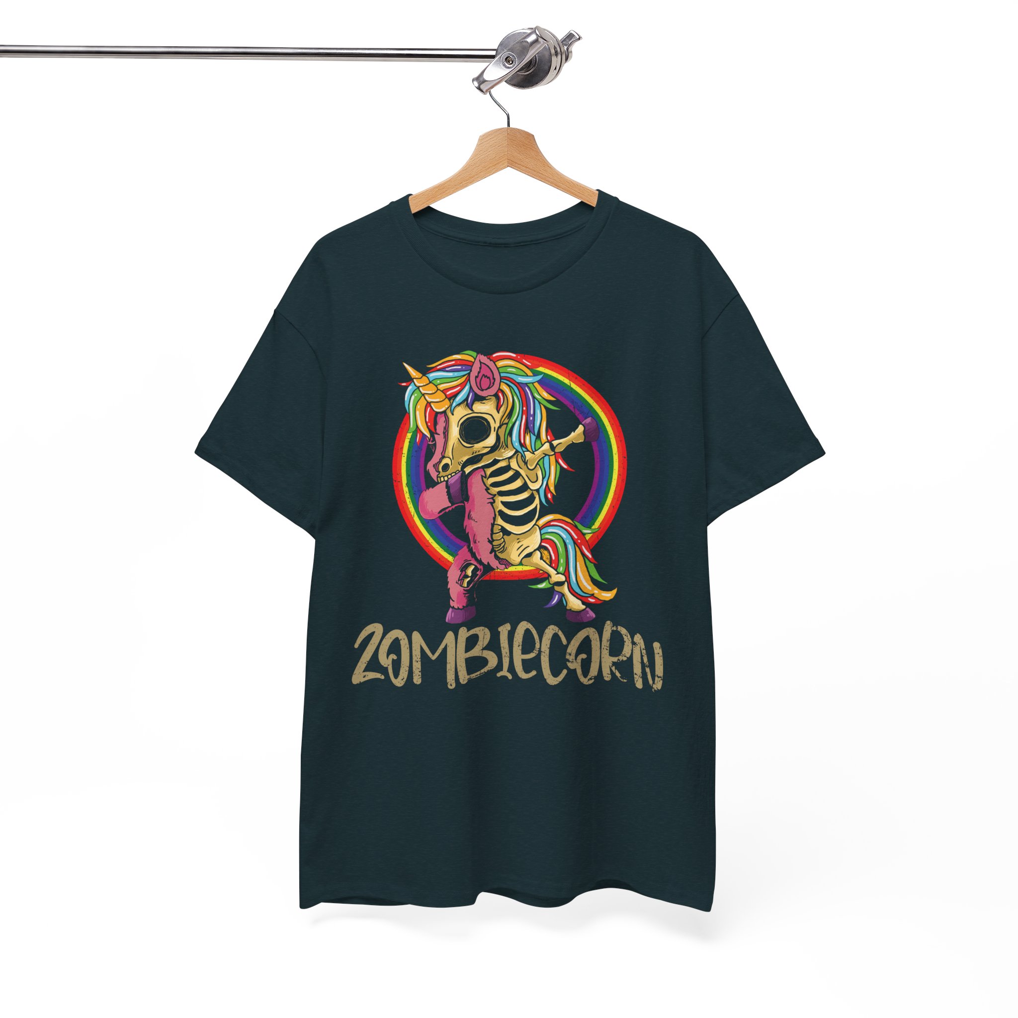 Zombiecorn T-Shirt - Rainbow Skeletal Unicorn Graphic Tee - Image 7