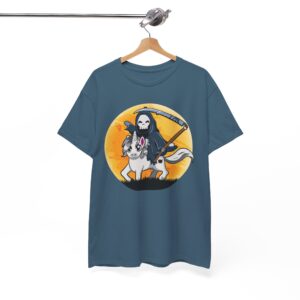 Grim Reaper Riding Unicorn T-Shirt - Cute Dark Fantasy Halloween Tee