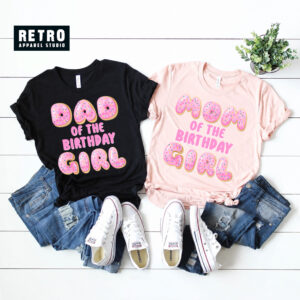 Donut Birthday Girl Family Shirts, Mom & Dad Of The Birthday Girl Matching Shirts, Donut Sprinkles Birthday Party Outfit