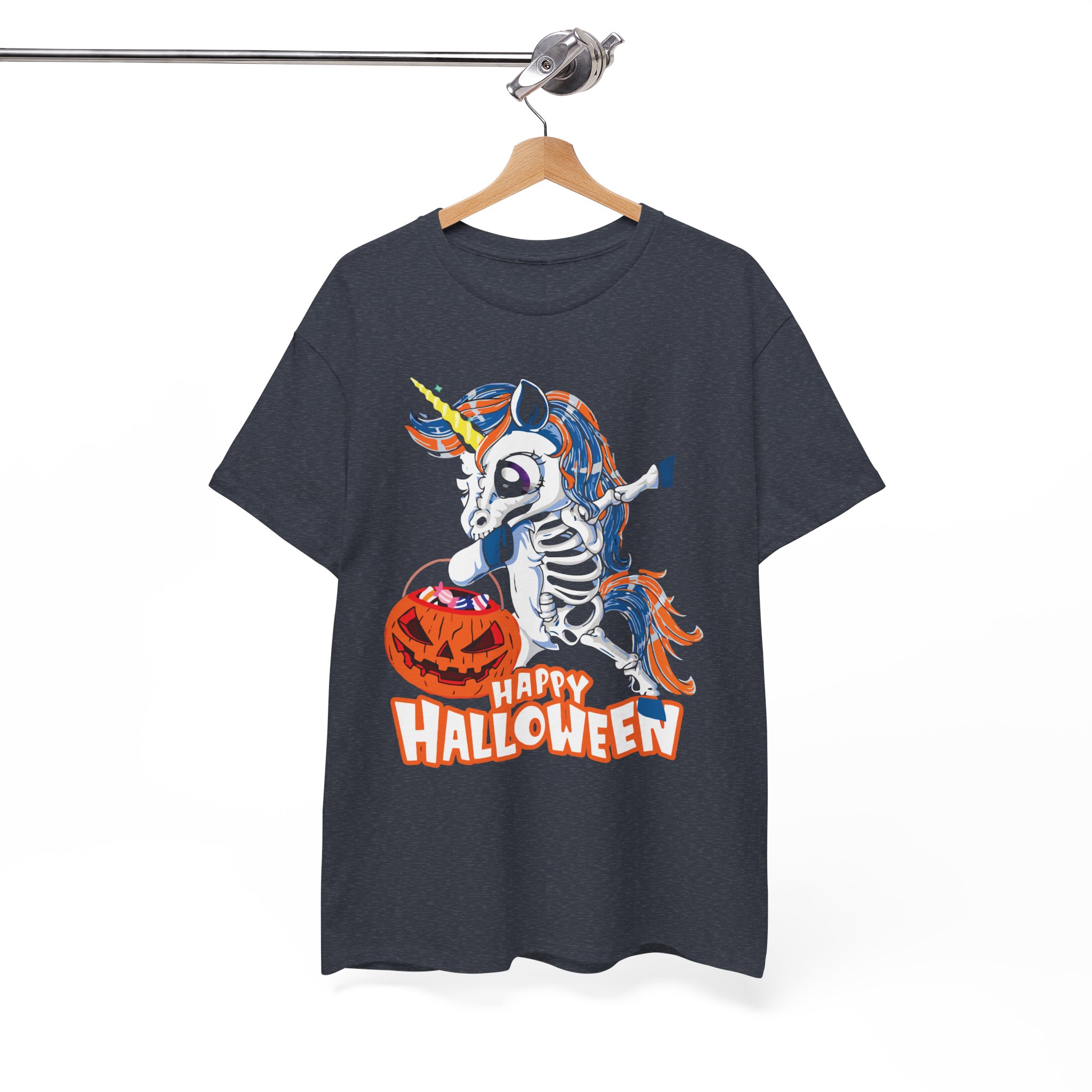 Skeleton Unicorn Halloween T-Shirt - "Happy Halloween" Spooky Candy Pumpkin Tee - Image 7