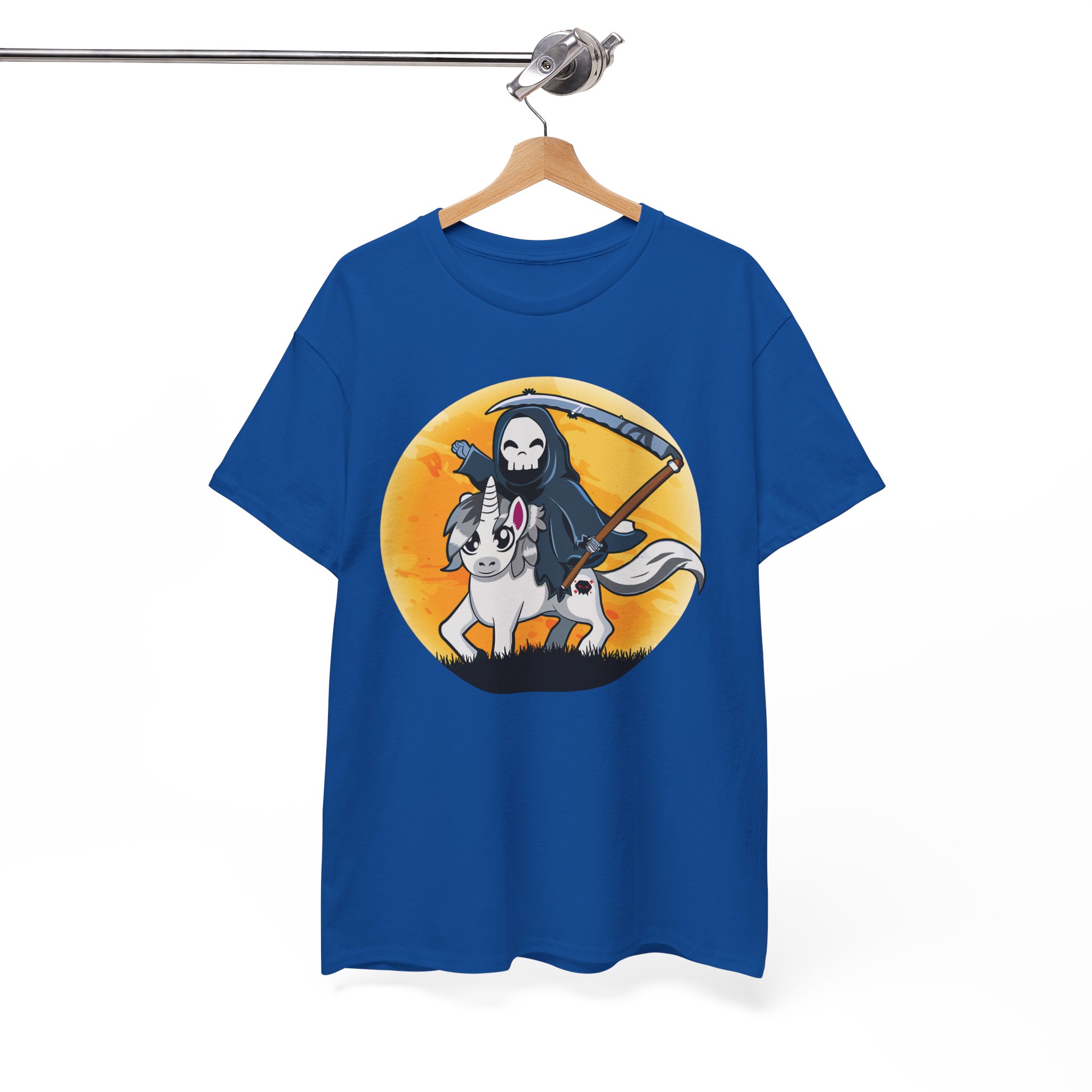 Grim Reaper Riding Unicorn T-Shirt - Cute Dark Fantasy Halloween Tee - Image 8