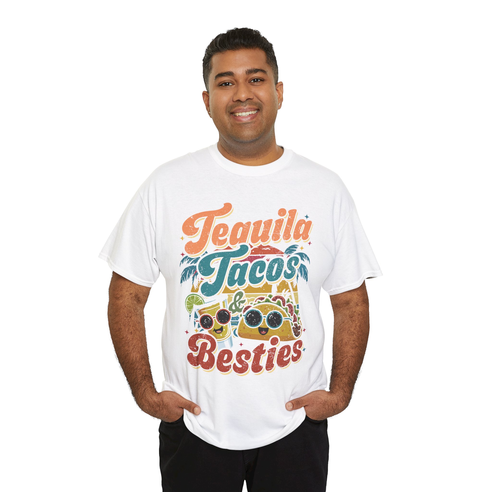 Tequila Tacos And Besties Vintage Retro Taco Festival Shirt - Image 3