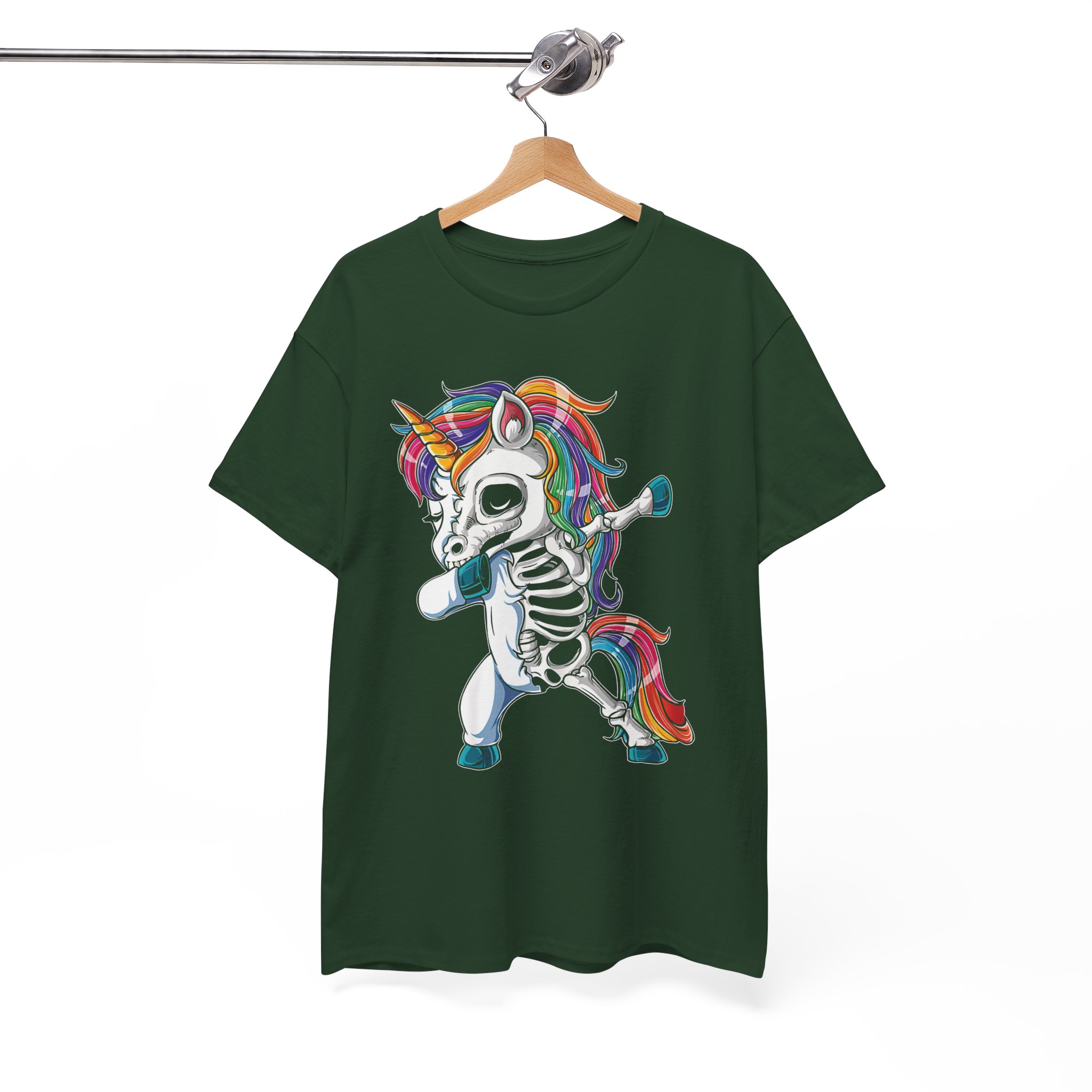 Skeleton Dab Unicorn T‑Shirt - Rainbow Skull Dancing Unicorn Tee - Image 4