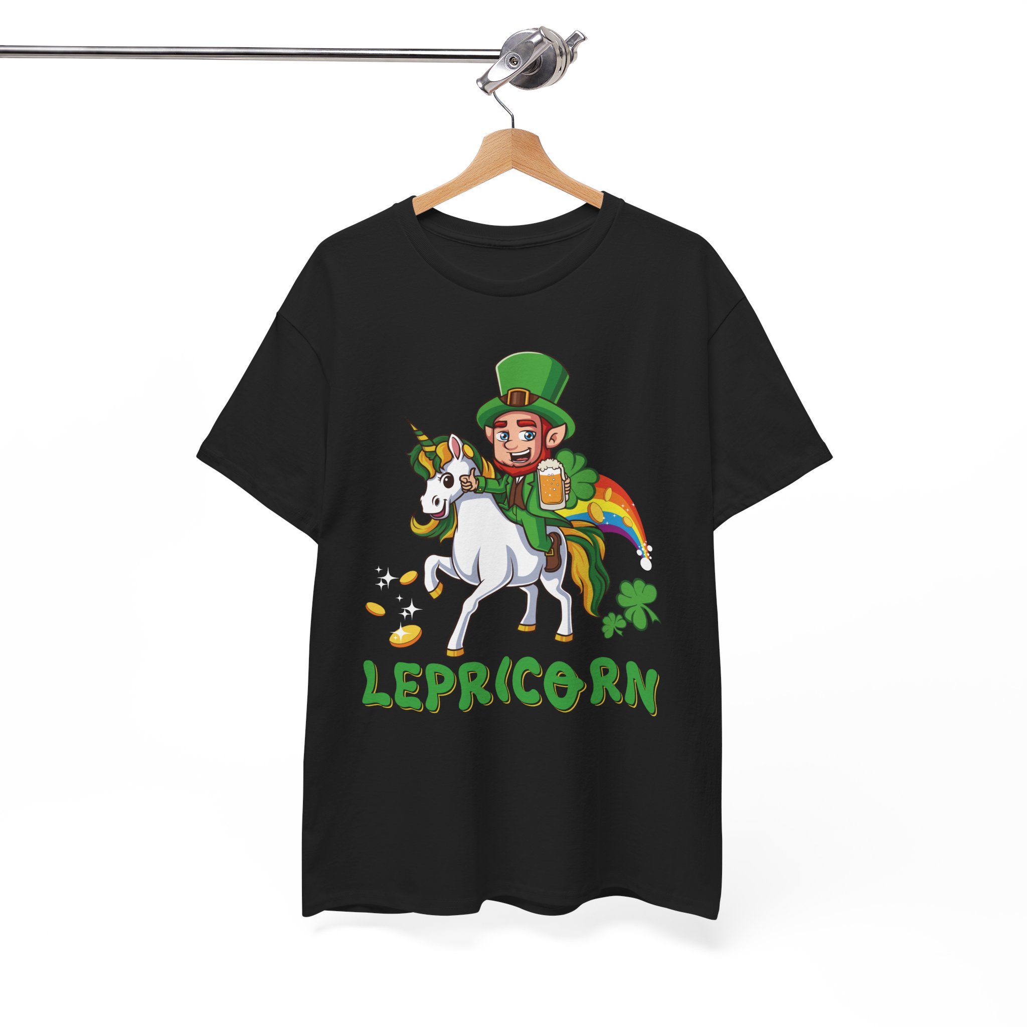 Lepricorn T-Shirt - St. Patrick’s Day Leprechaun Unicorn Graphic Tee - Image 3