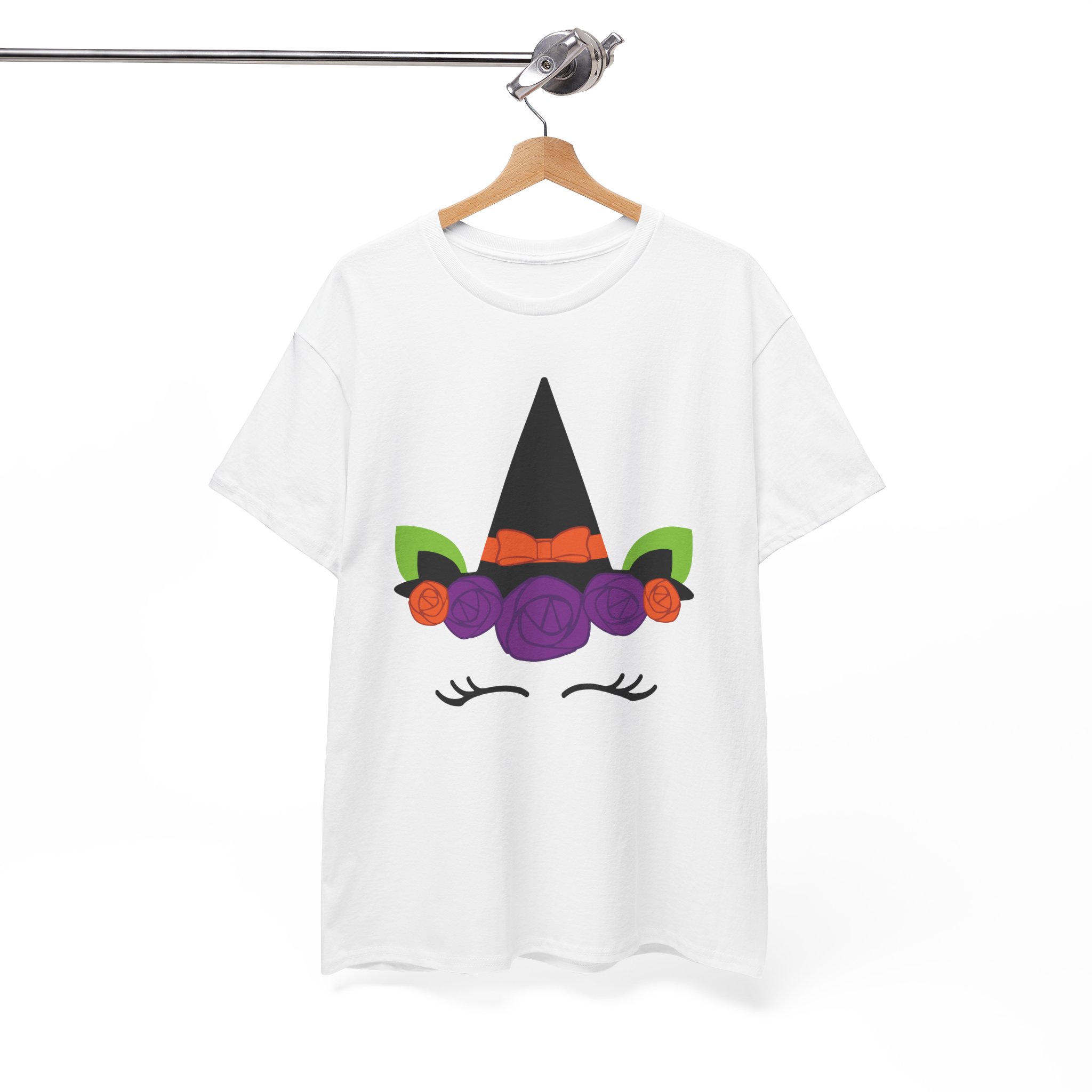 Witch Unicorn Tee - Floral Witch Hat Cute Halloween Shirt - Image 2