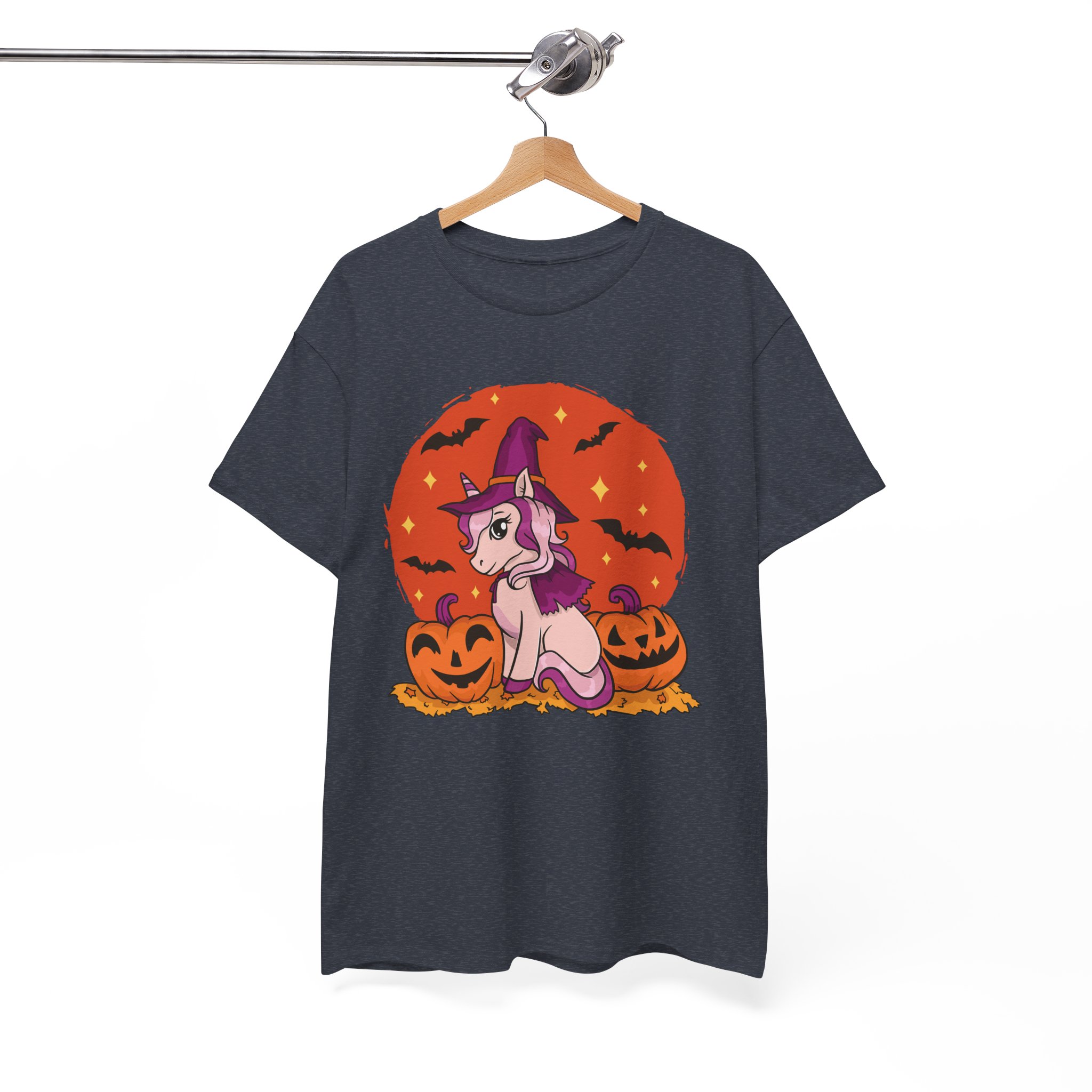 Halloween Witch Unicorn T‑Shirt – Cute Pumpkin & Bats Costume Tee - Image 11