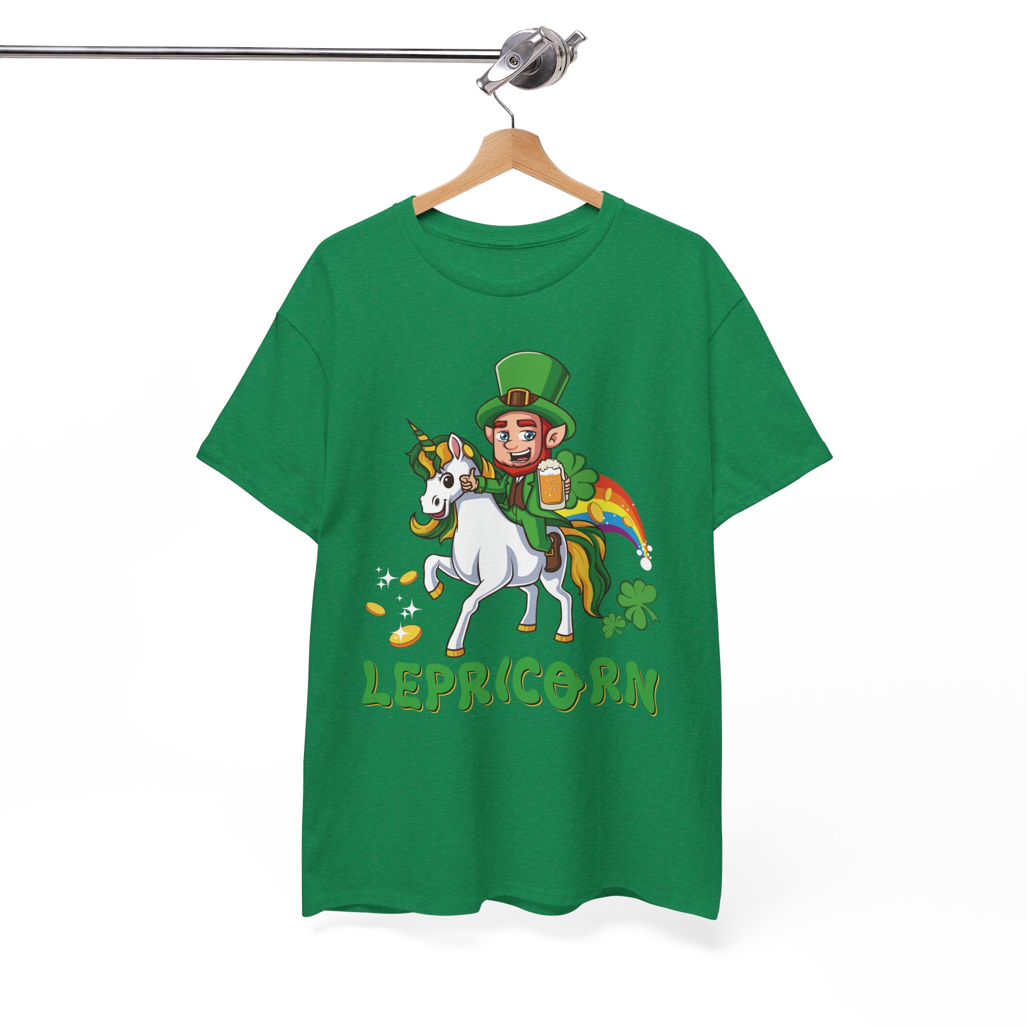 Lepricorn T-Shirt - St. Patrick’s Day Leprechaun Unicorn Graphic Tee - Image 4