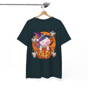 Halloween Unicorn T-Shirt - Cute Witch Unicorn in Jack-O'-Lantern with Ghosts