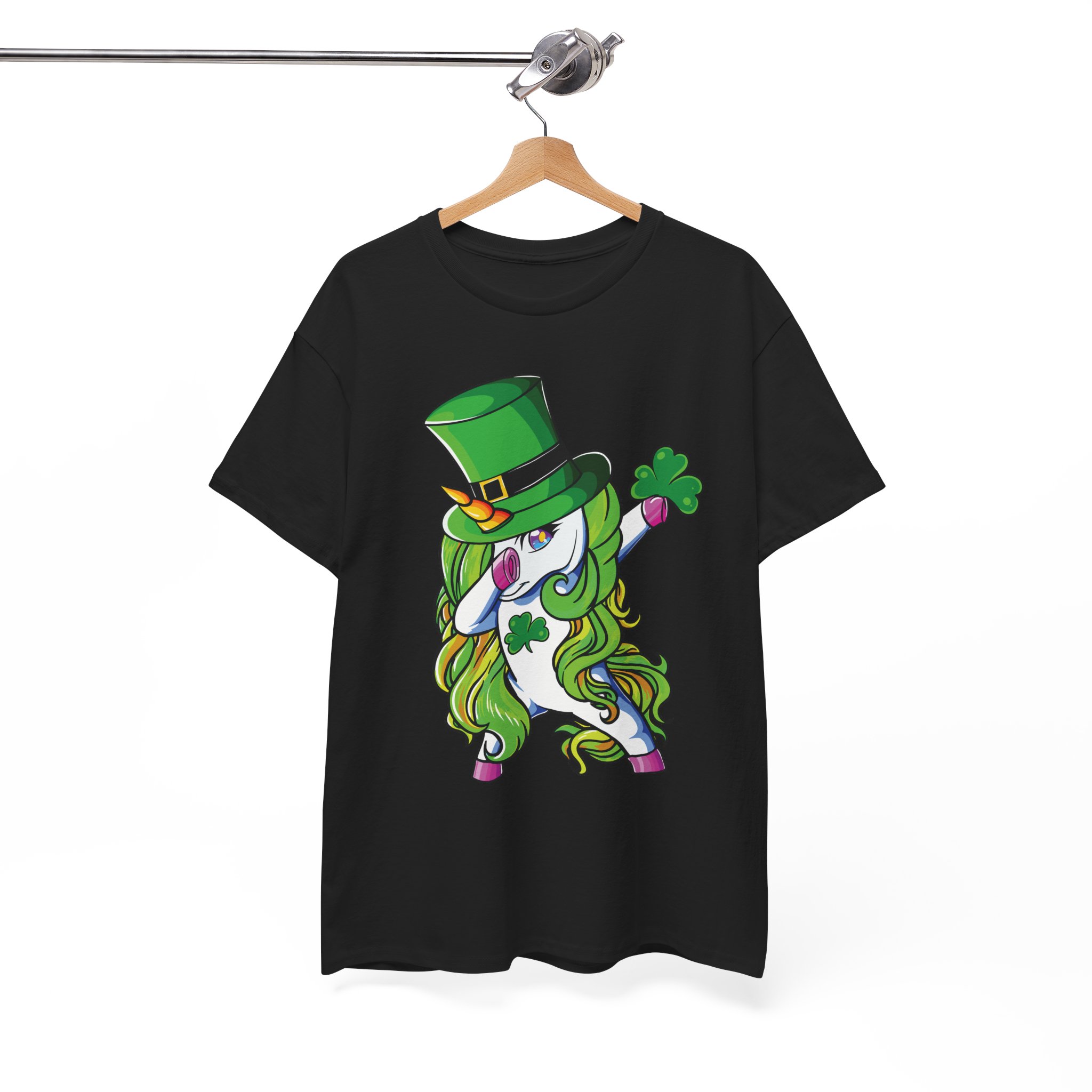 St. Patrick's Day Dabbing Unicorn T‑Shirt - Lucky Clover Leprechaun Tee - Image 5