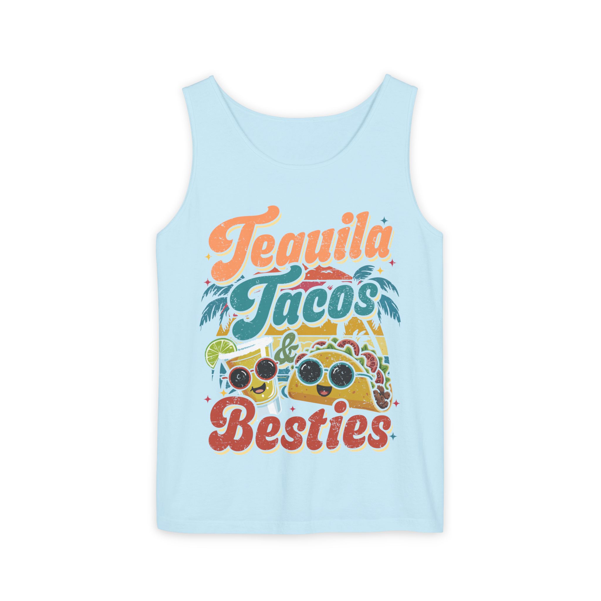 Tequila Tacos And Besties Vintage Retro Taco Festival Tank Top - Image 8