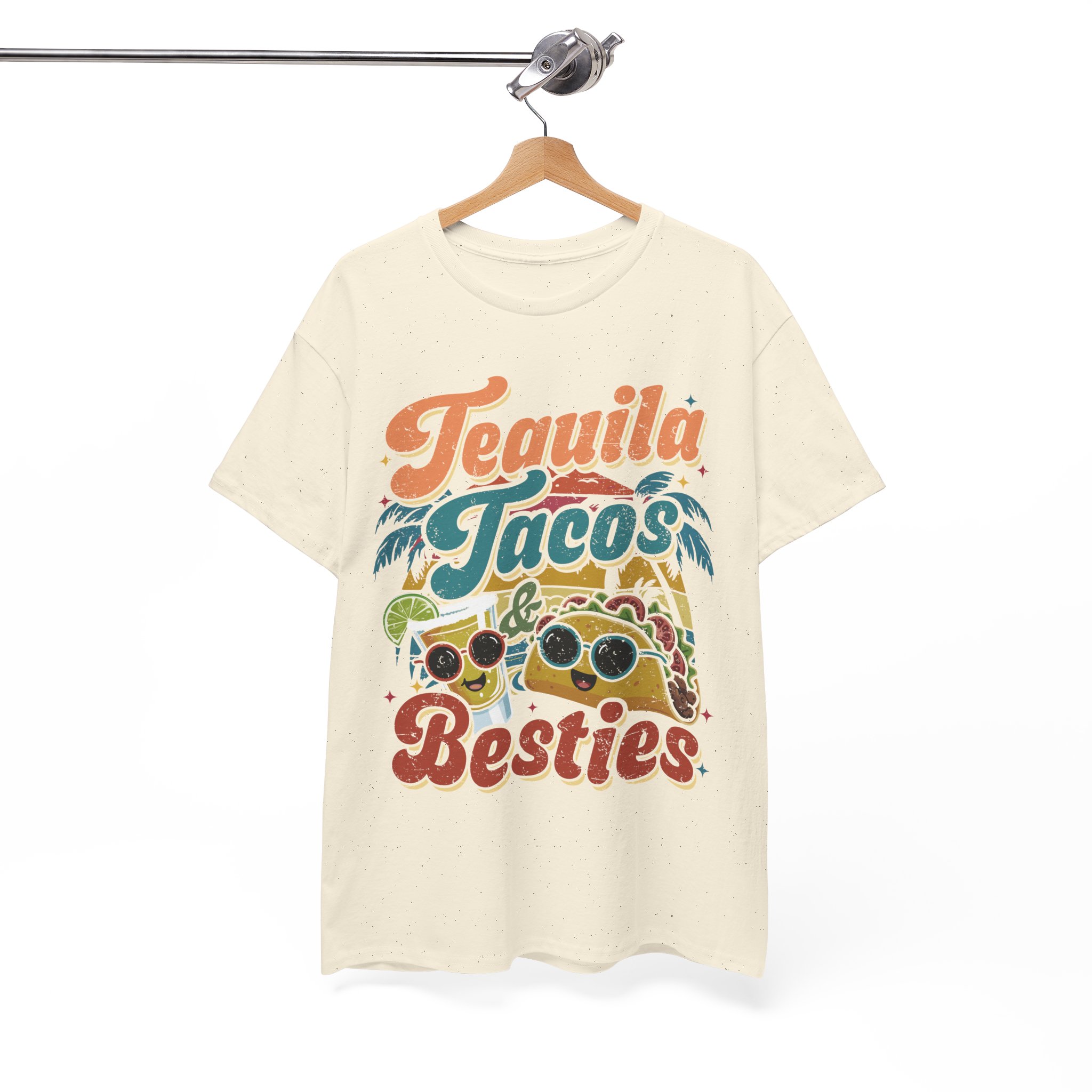 Tequila Tacos And Besties Vintage Retro Taco Festival Shirt - Image 7