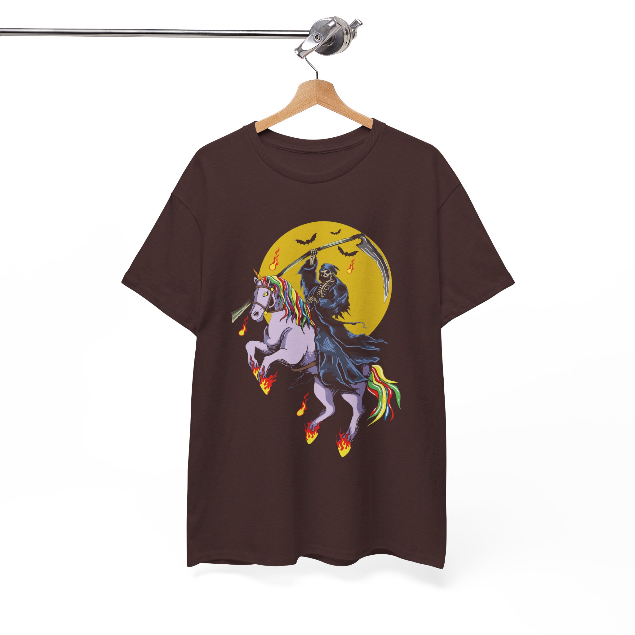 Grim Reaper Unicorn T‑Shirt - Gothic Rainbow Horse Moon Tee - Image 2