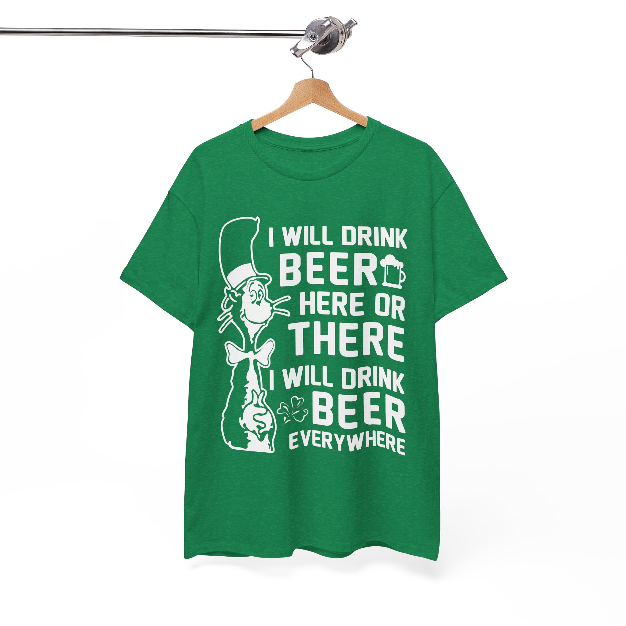 I Will Drink Beer Everywhere Funny Dr. Seuss Parody T-Shirt - Image 6