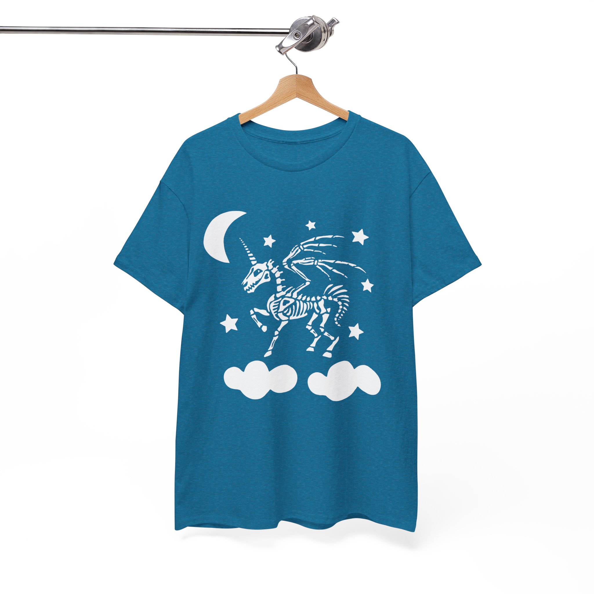 Skeleton Pegasus Moon T‑Shirt - Gothic Unicorn Night Sky Tee
