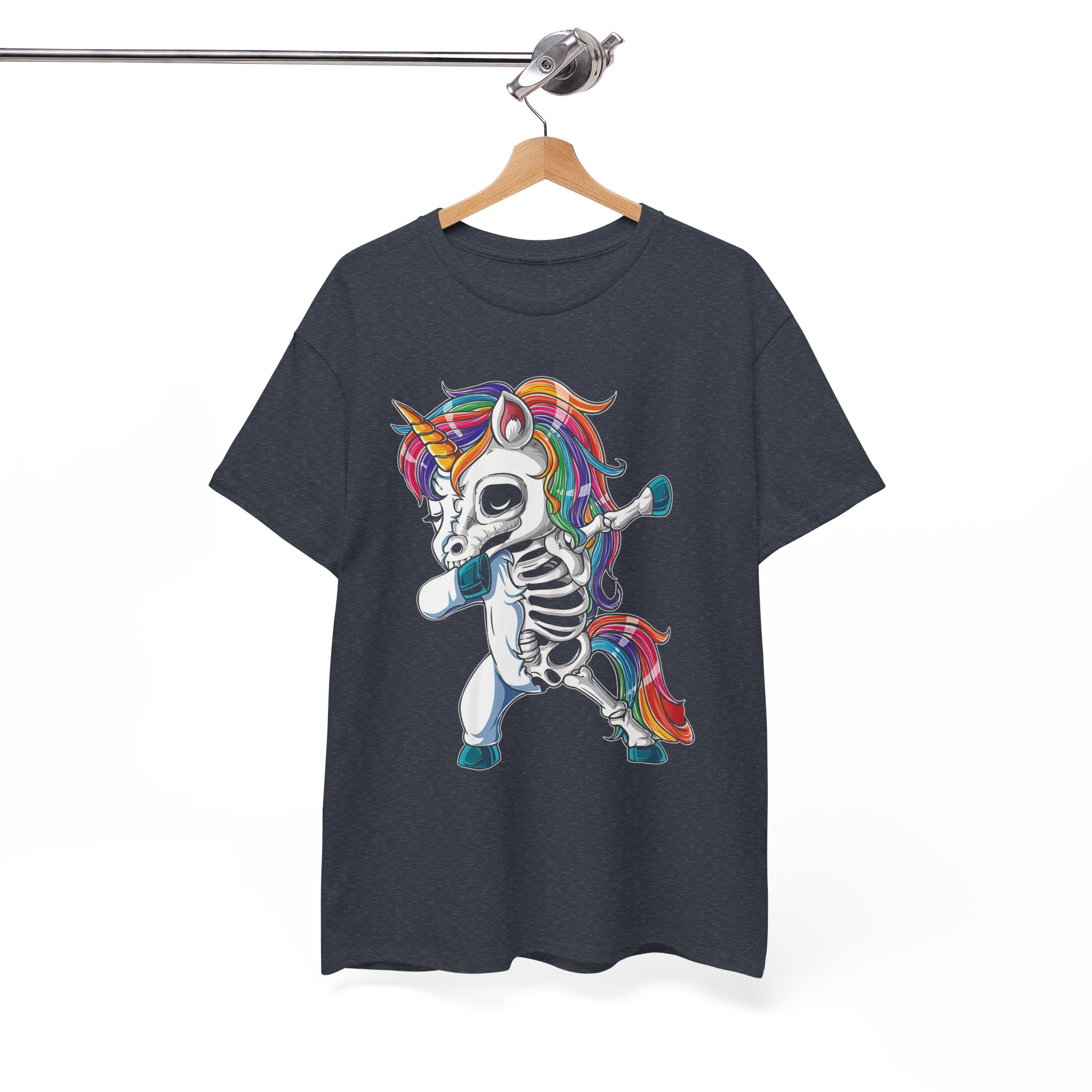 Skeleton Dab Unicorn T‑Shirt - Rainbow Skull Dancing Unicorn Tee - Image 7