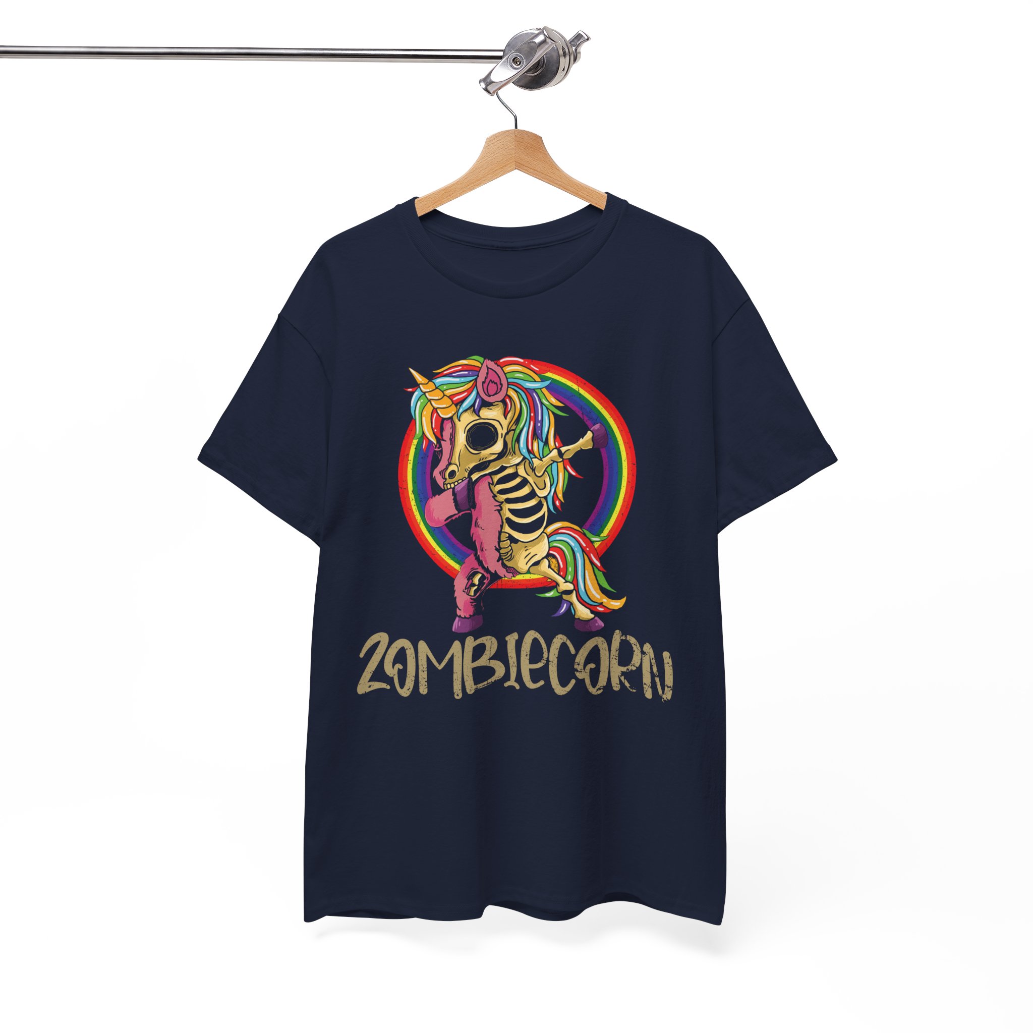 Zombiecorn T-Shirt - Rainbow Skeletal Unicorn Graphic Tee - Image 4