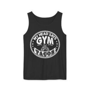 My Head Says Gym But Heart Says Tacos Top Tank - Funny Fitness & Taco Top Tank Shirt