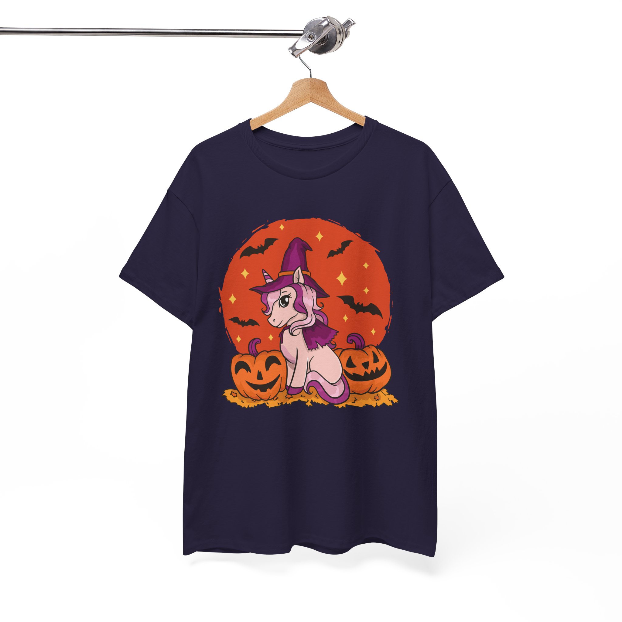 Halloween Witch Unicorn T‑Shirt – Cute Pumpkin & Bats Costume Tee - Image 12