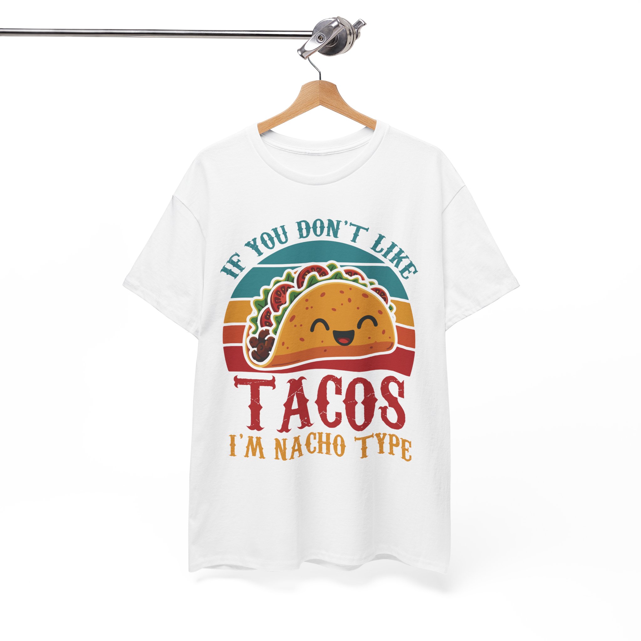 "If You Don't Like Tacos I'm Nacho Type" Retro Taco Shirt - Image 2