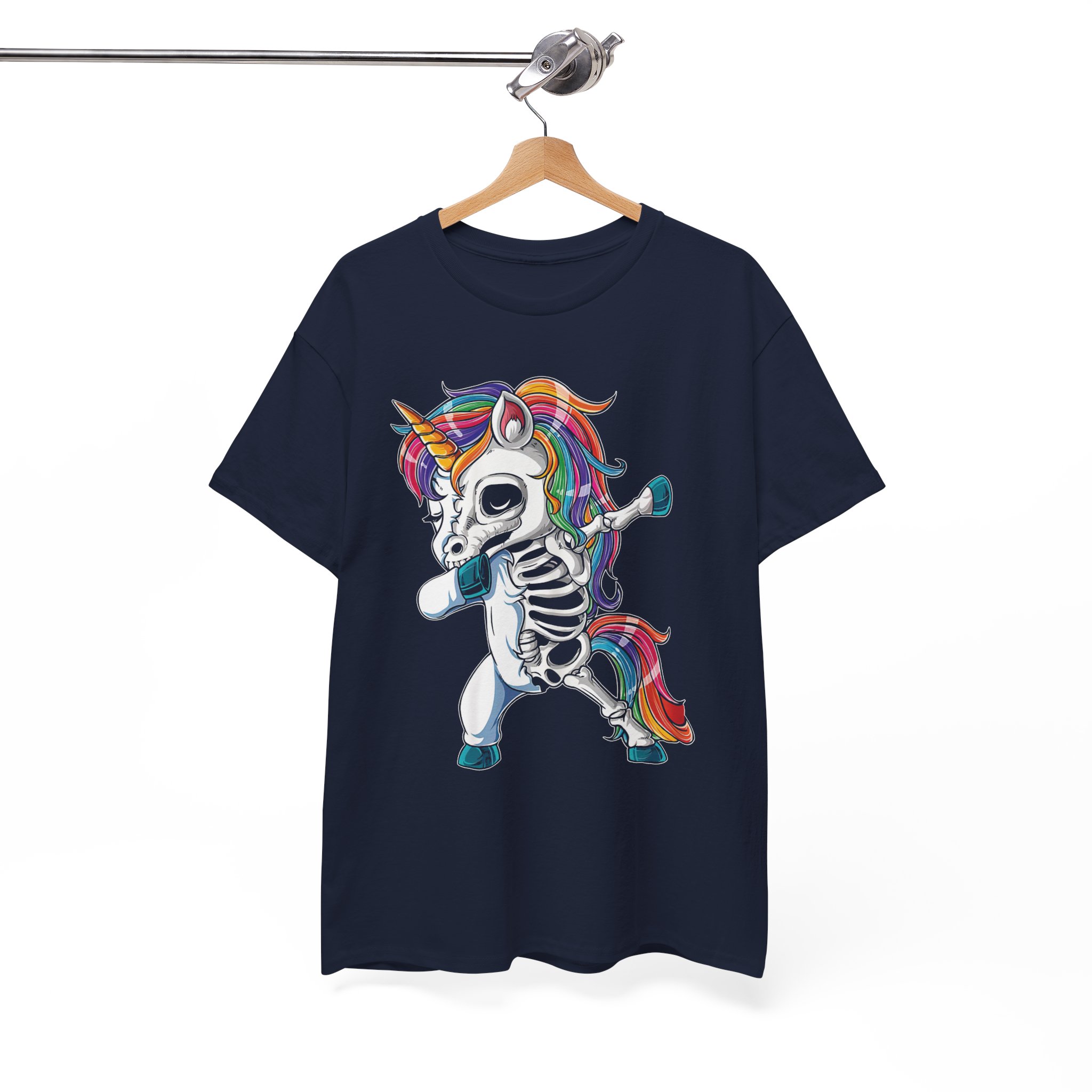 Skeleton Dab Unicorn T‑Shirt - Rainbow Skull Dancing Unicorn Tee - Image 6
