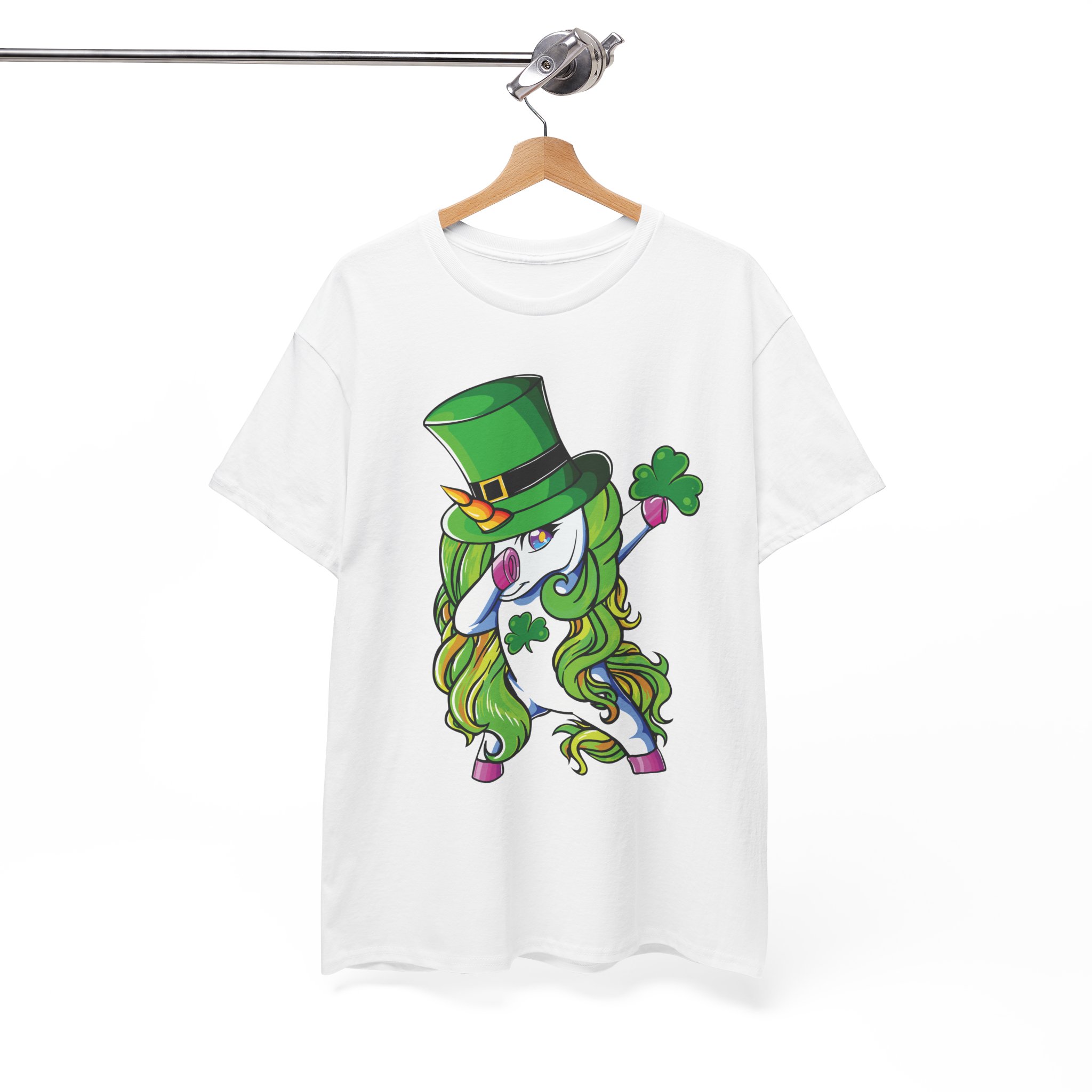 St. Patrick's Day Dabbing Unicorn T‑Shirt - Lucky Clover Leprechaun Tee - Image 2