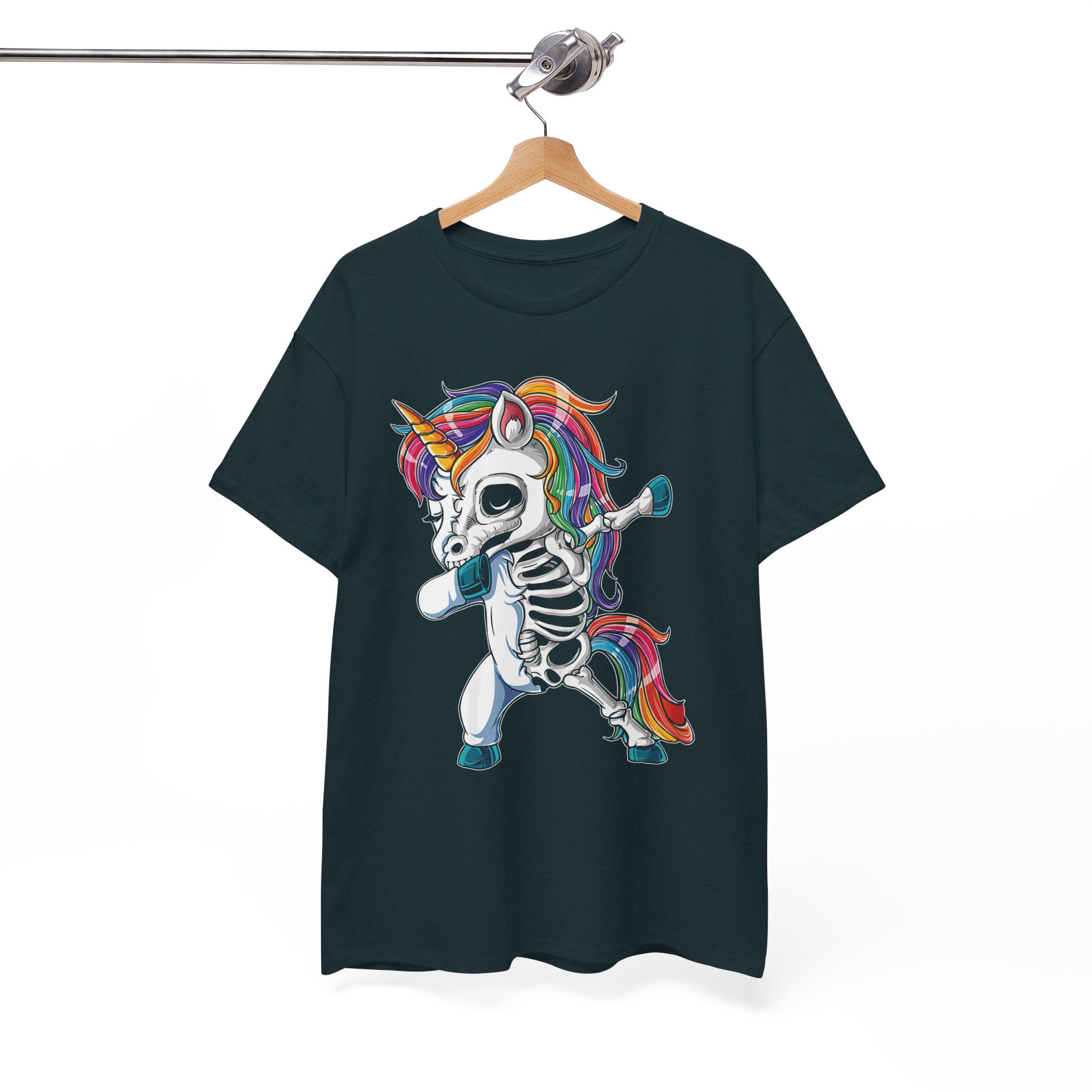Skeleton Dab Unicorn T‑Shirt - Rainbow Skull Dancing Unicorn Tee