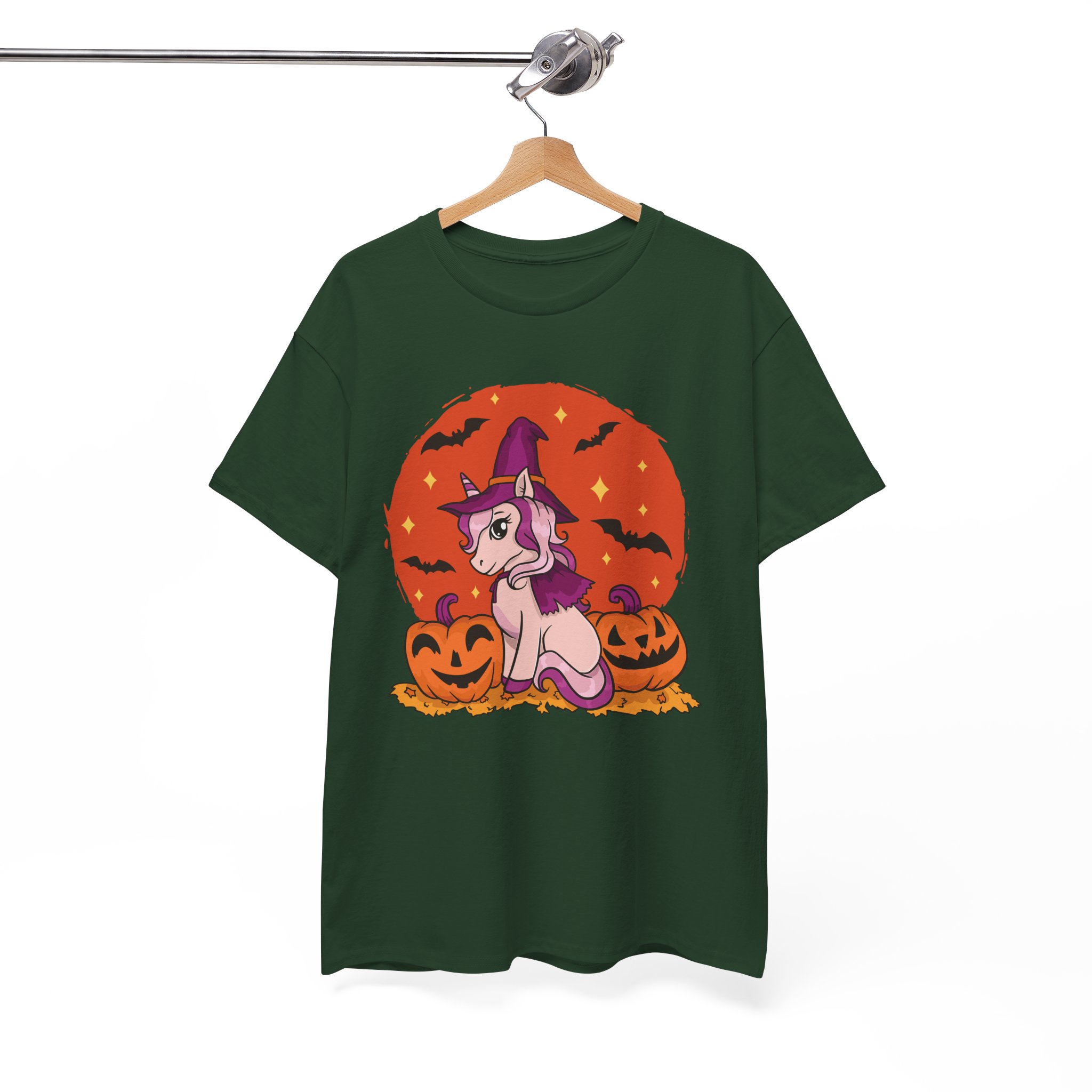 Halloween Witch Unicorn T‑Shirt – Cute Pumpkin & Bats Costume Tee - Image 6