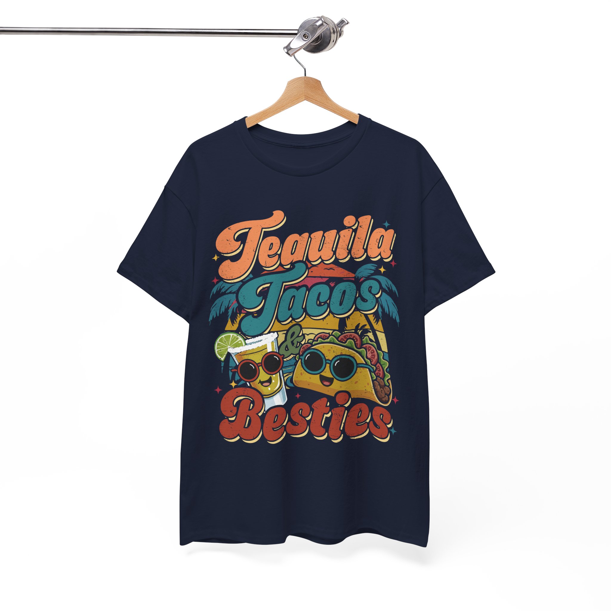 Tequila Tacos And Besties Vintage Retro Taco Festival Shirt - Image 13