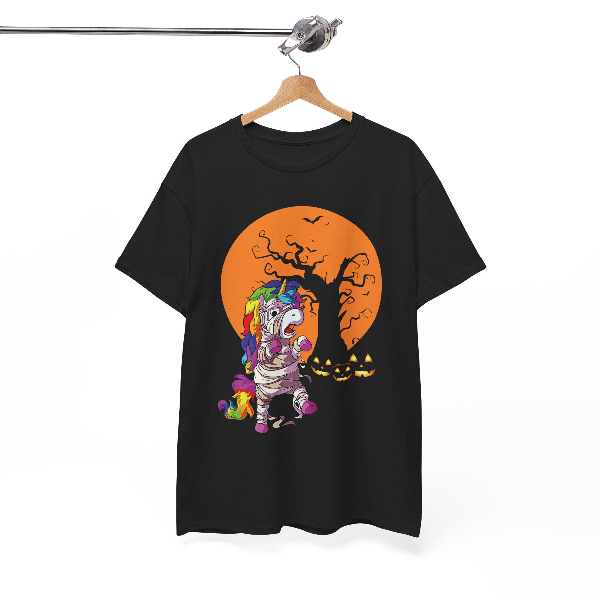 Halloween Unicorn Tee - Rainbow Unicorn Mummy Costume with Jack-O'-Lanterns - Image 2