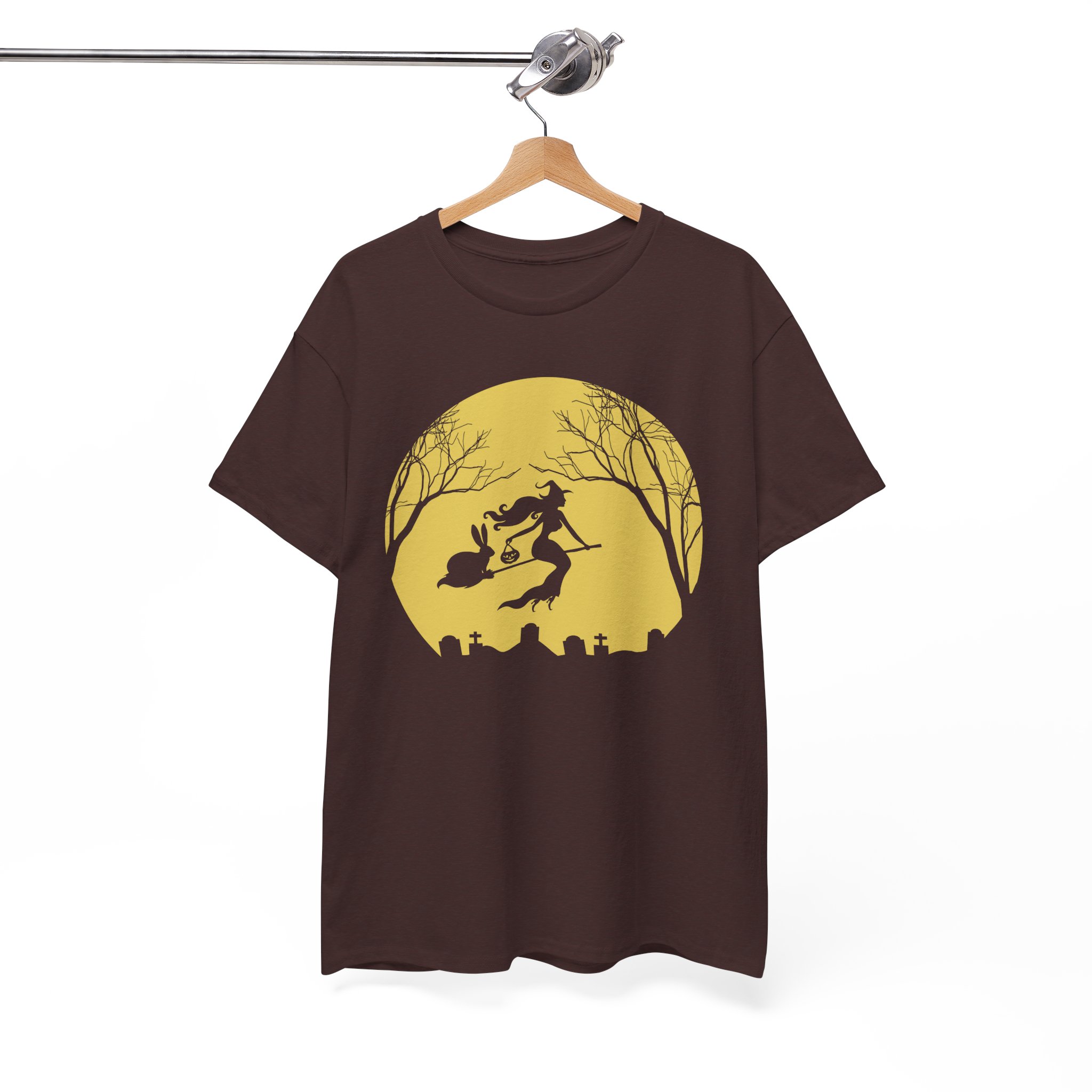 Witch Riding Broom With The Bunny Halloween Tee - Image 2