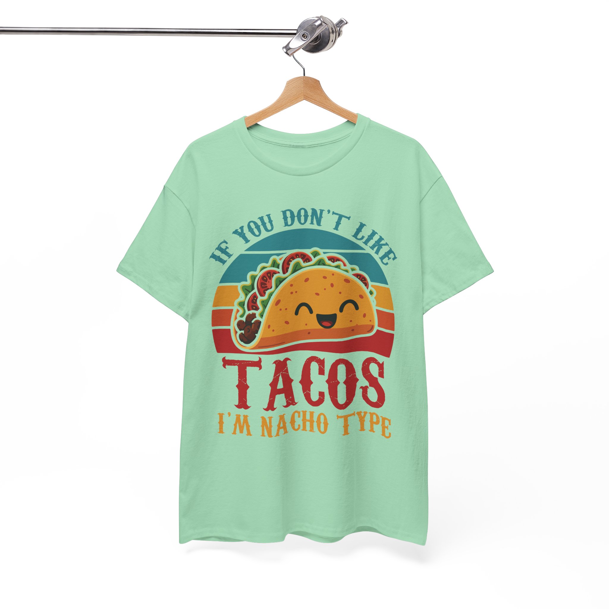 "If You Don't Like Tacos I'm Nacho Type" Retro Taco Shirt - Image 6