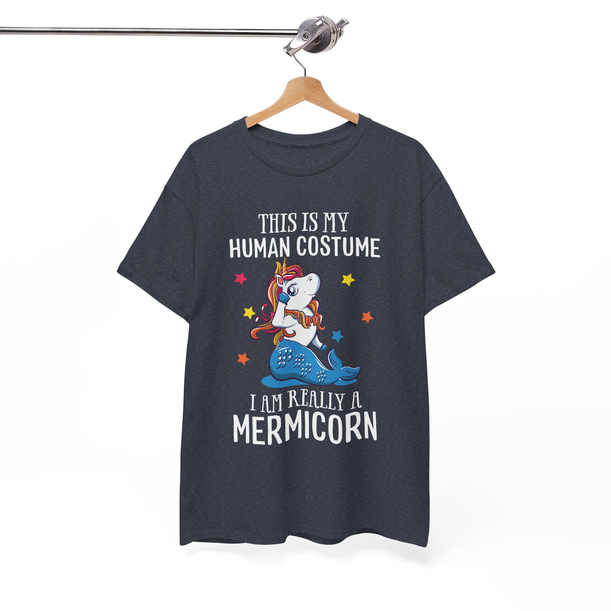 Mermicorn T‑Shirt - "This Is My Human Costume, I Am Really a Mermicorn" Cute Unicorn Merfolk Tee - Image 8