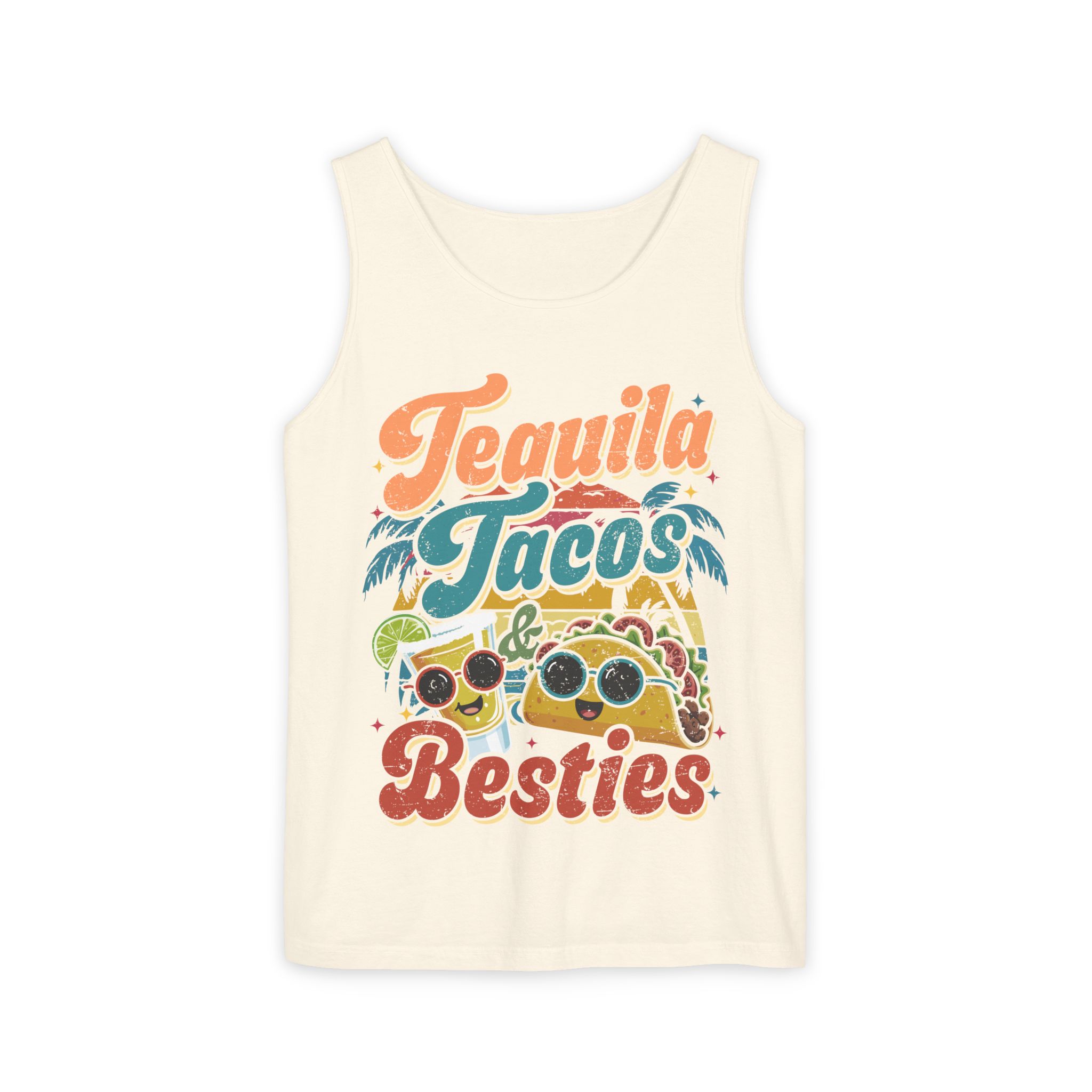 Tequila Tacos And Besties Vintage Retro Taco Festival Tank Top