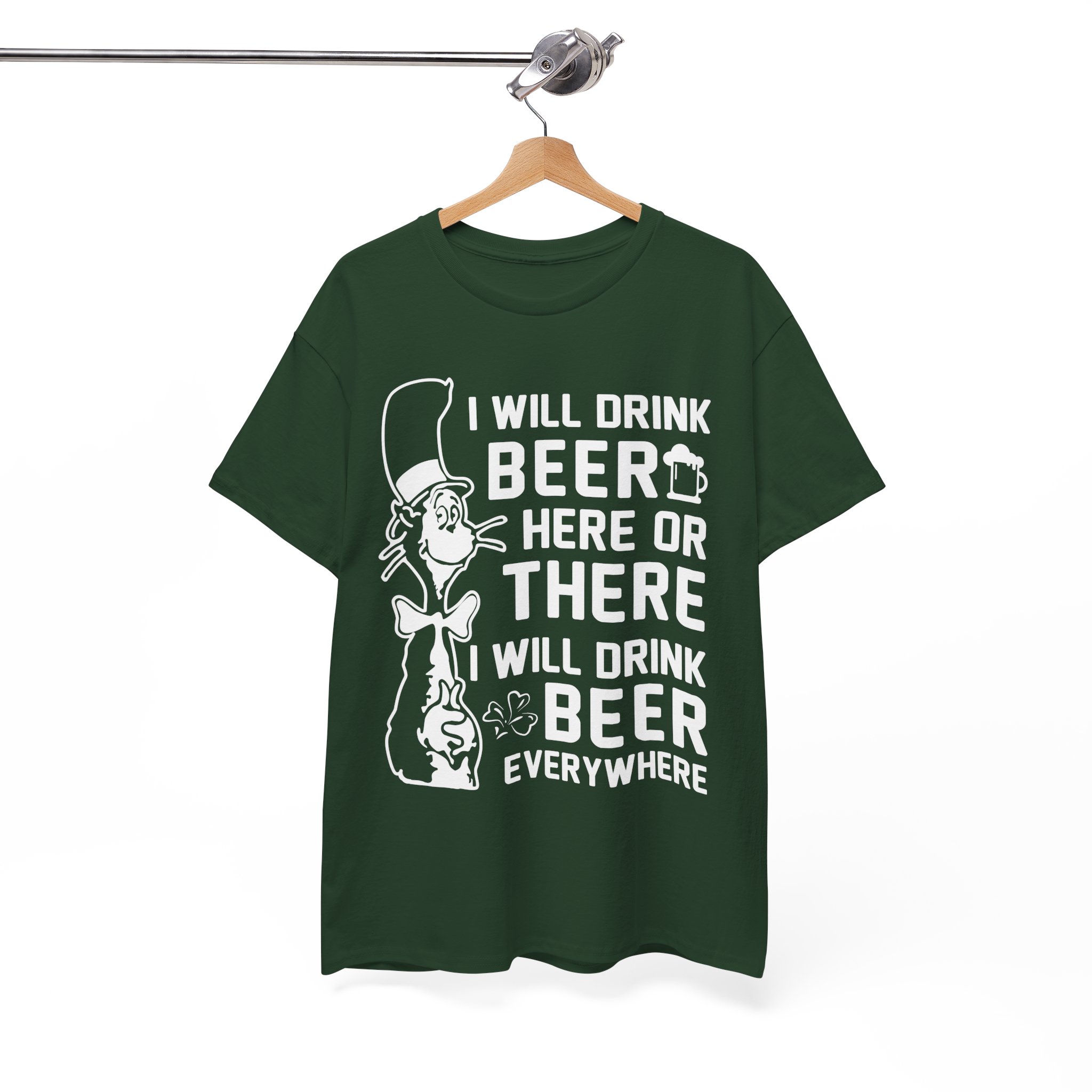I Will Drink Beer Everywhere Funny Dr. Seuss Parody T-Shirt - Image 5