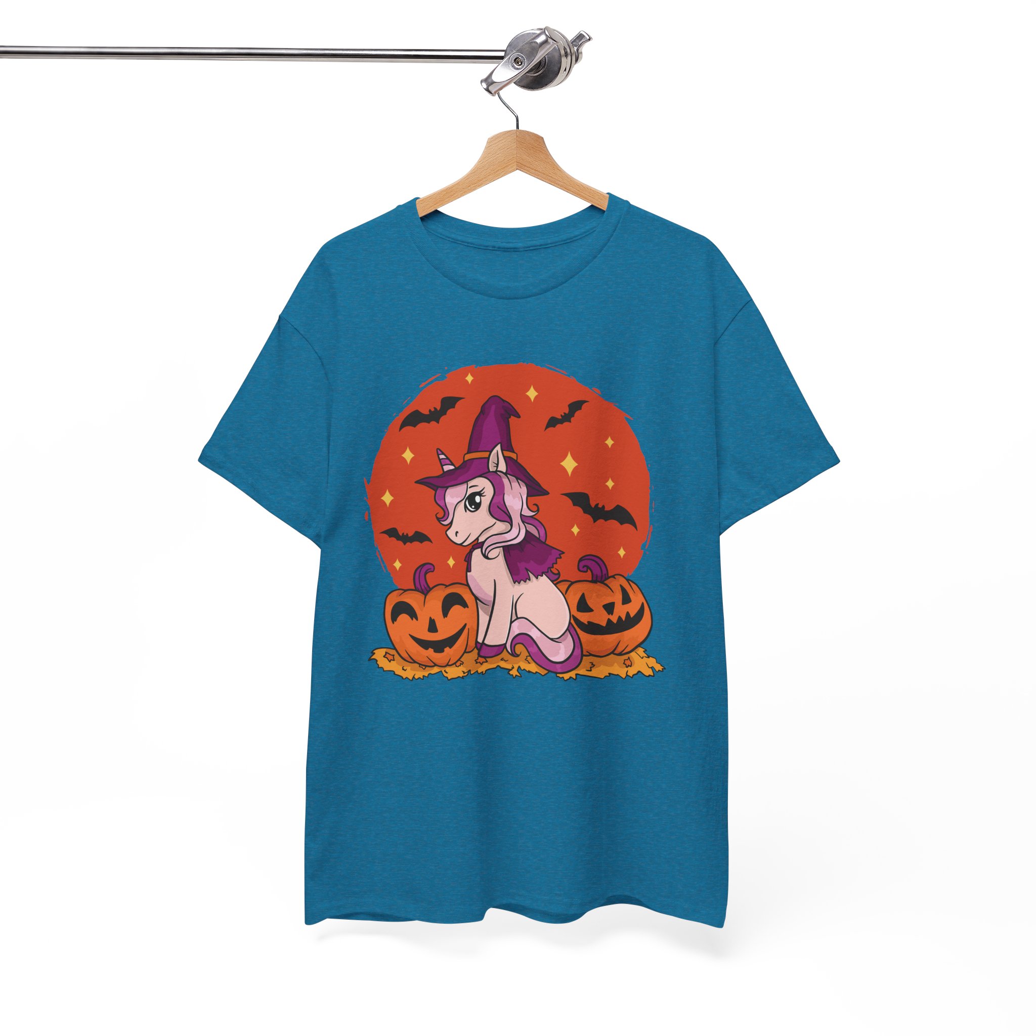 Halloween Witch Unicorn T‑Shirt – Cute Pumpkin & Bats Costume Tee - Image 8