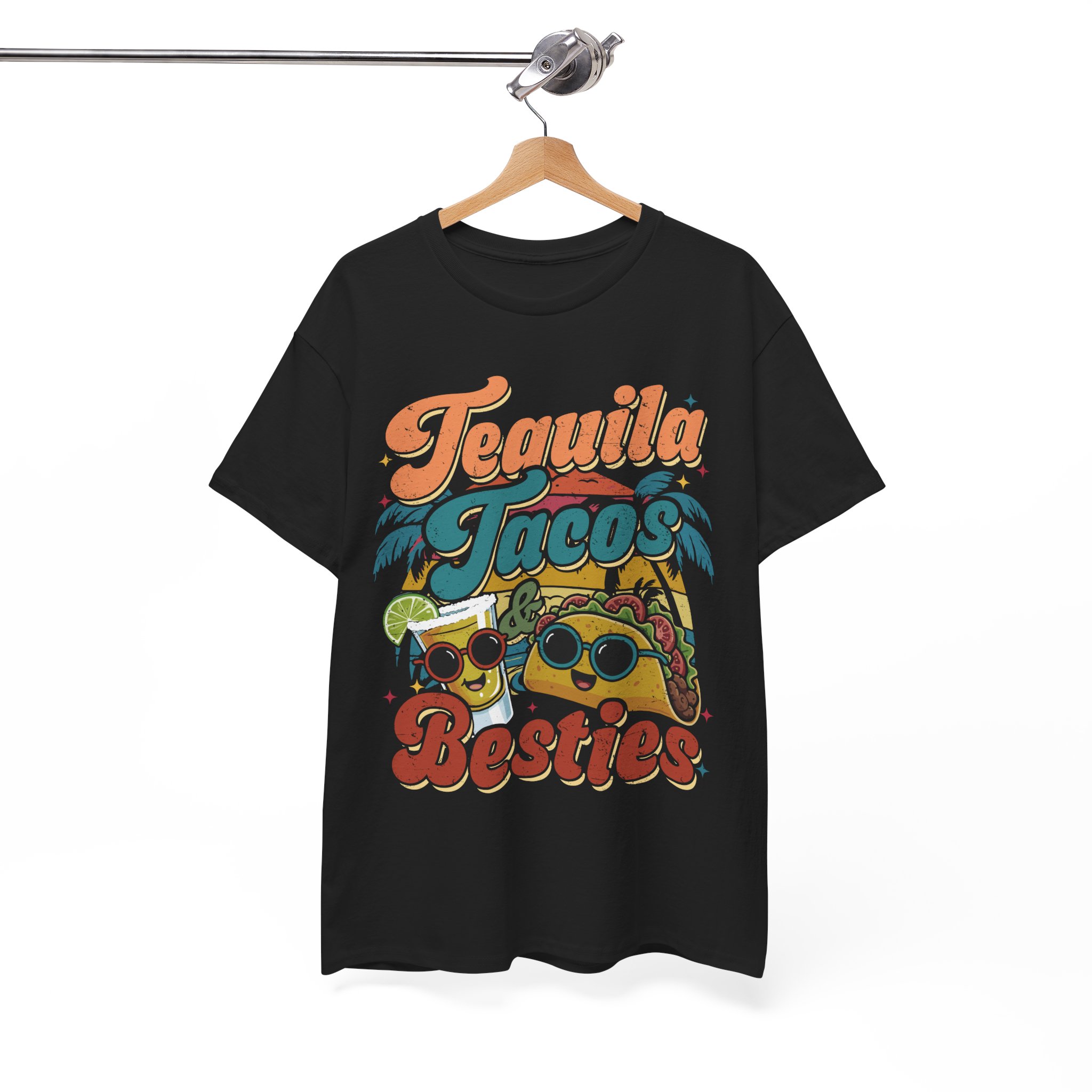 Tequila Tacos And Besties Vintage Retro Taco Festival Shirt - Image 5